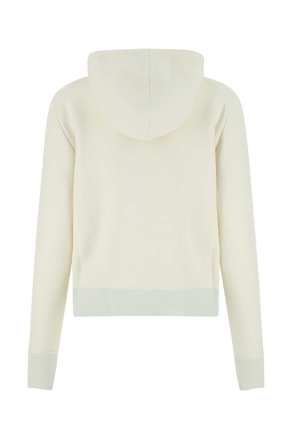 Shop Bottega Veneta Ivory Stretch Wool Blend Sweatshirt In 9028