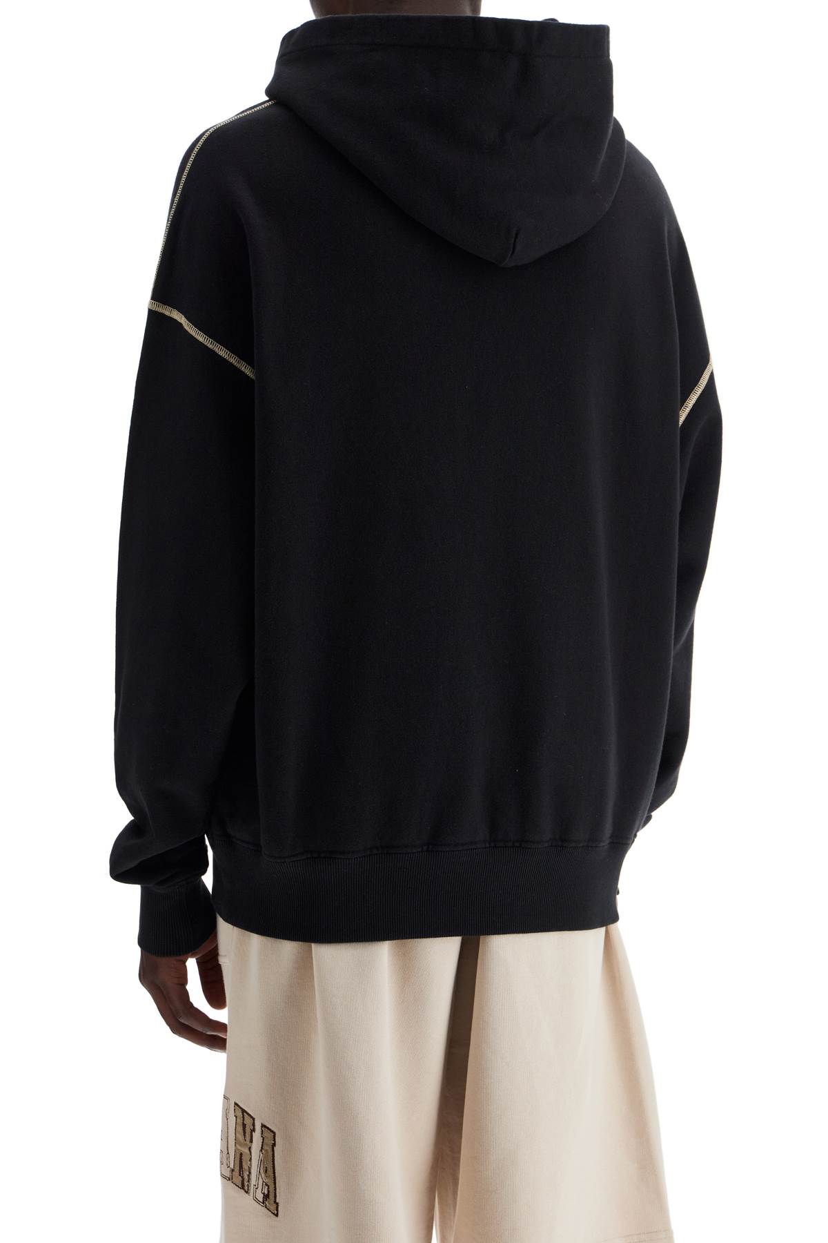 Shop Dolce & Gabbana Oversized Hoodie With Hood And Logo Print In Nero (black)