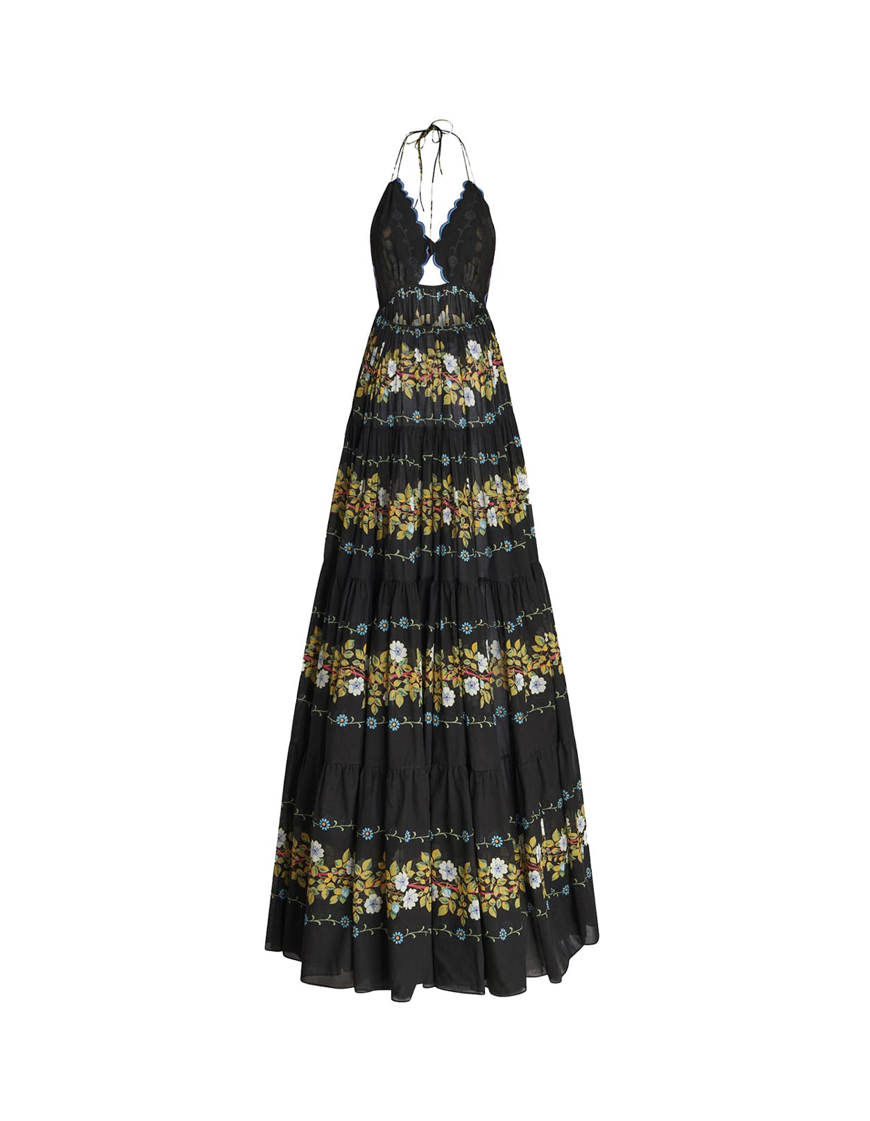Shop Etro Long Black Dress With Floral Print