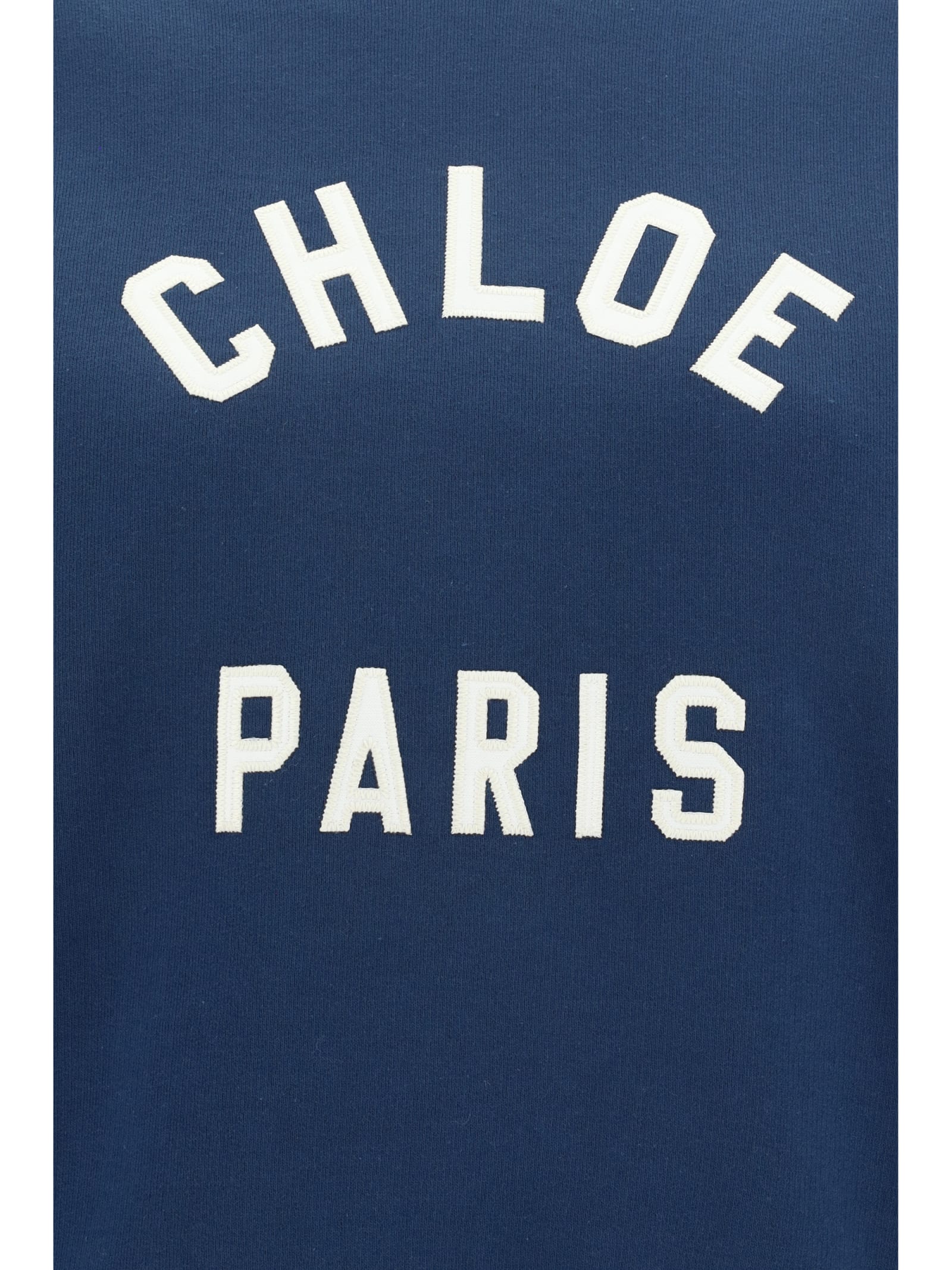 Chloé Cropped Round Neck Sweatshirt Clothing In Blue