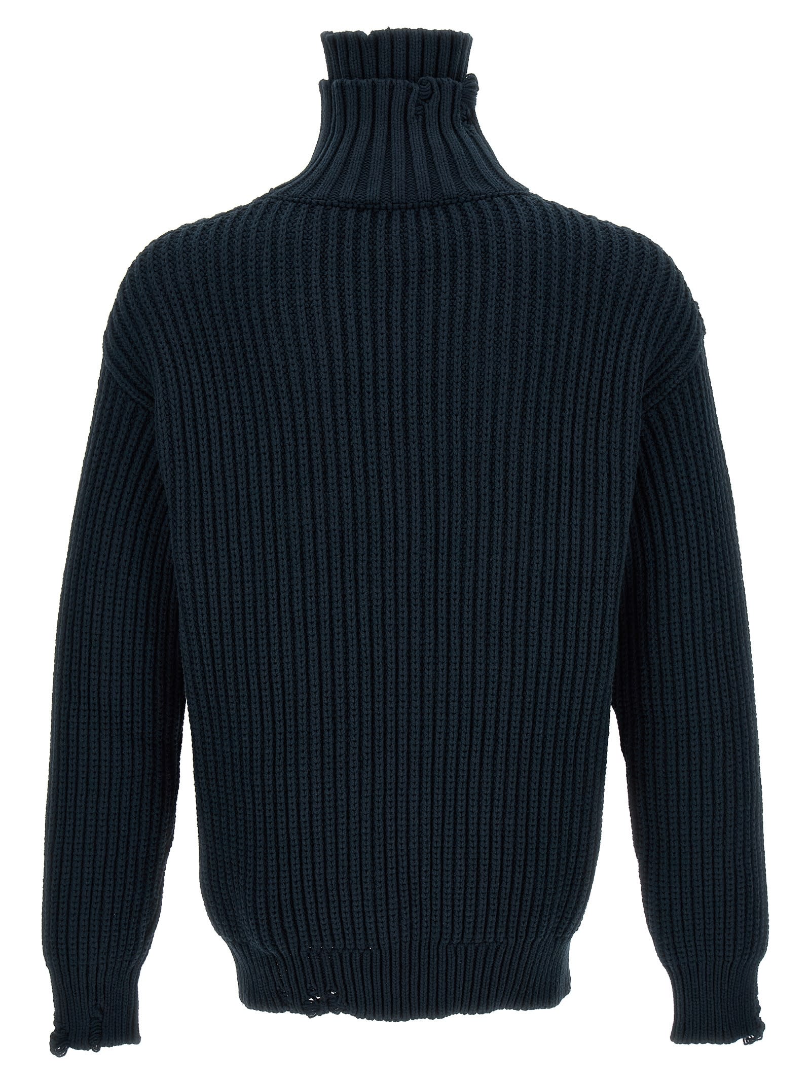 Shop Dsquared2 Broken Stitch Double Collar Sweater In Blue