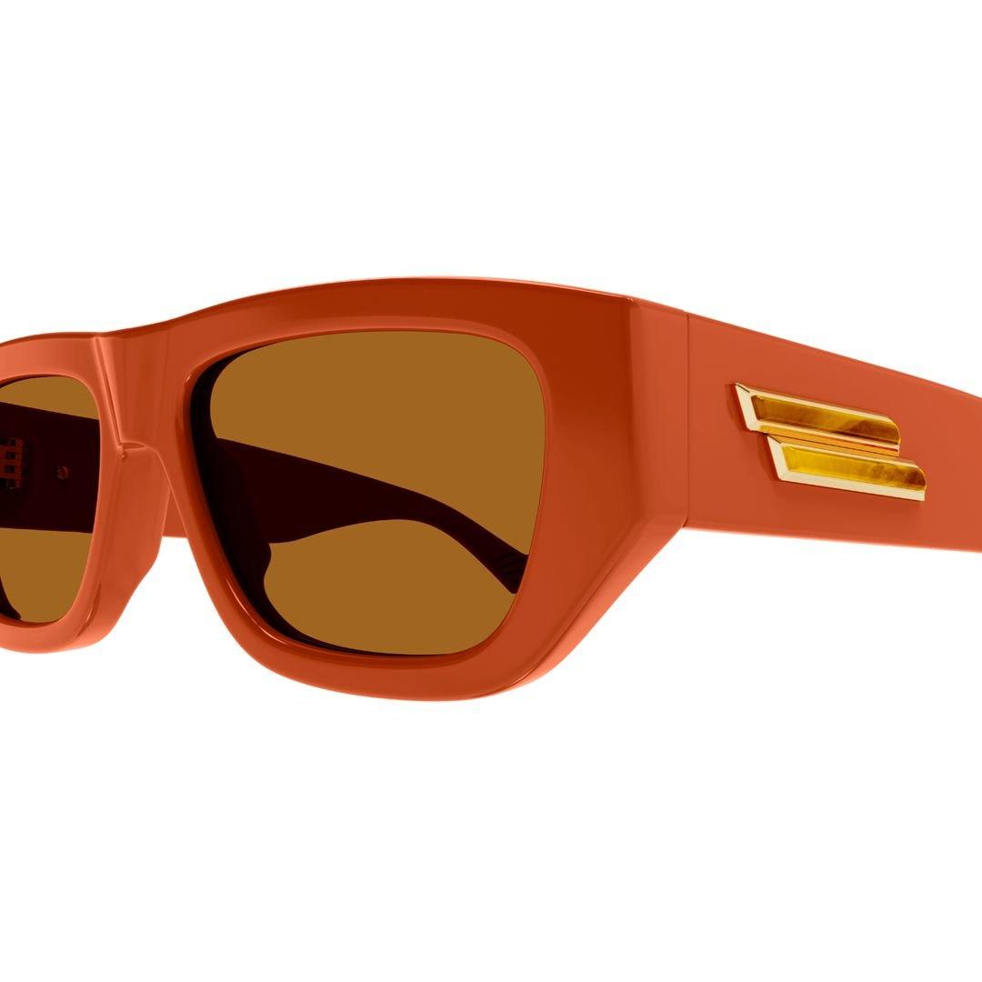 Shop Bottega Veneta Rectangular Frame Sunglasses In 004 Orange Orange Brown