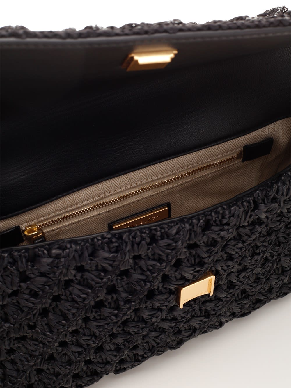 Harvey Nichols & Co Ltd Tory Burch Fleming black woven raffia shoulder bag  580.00