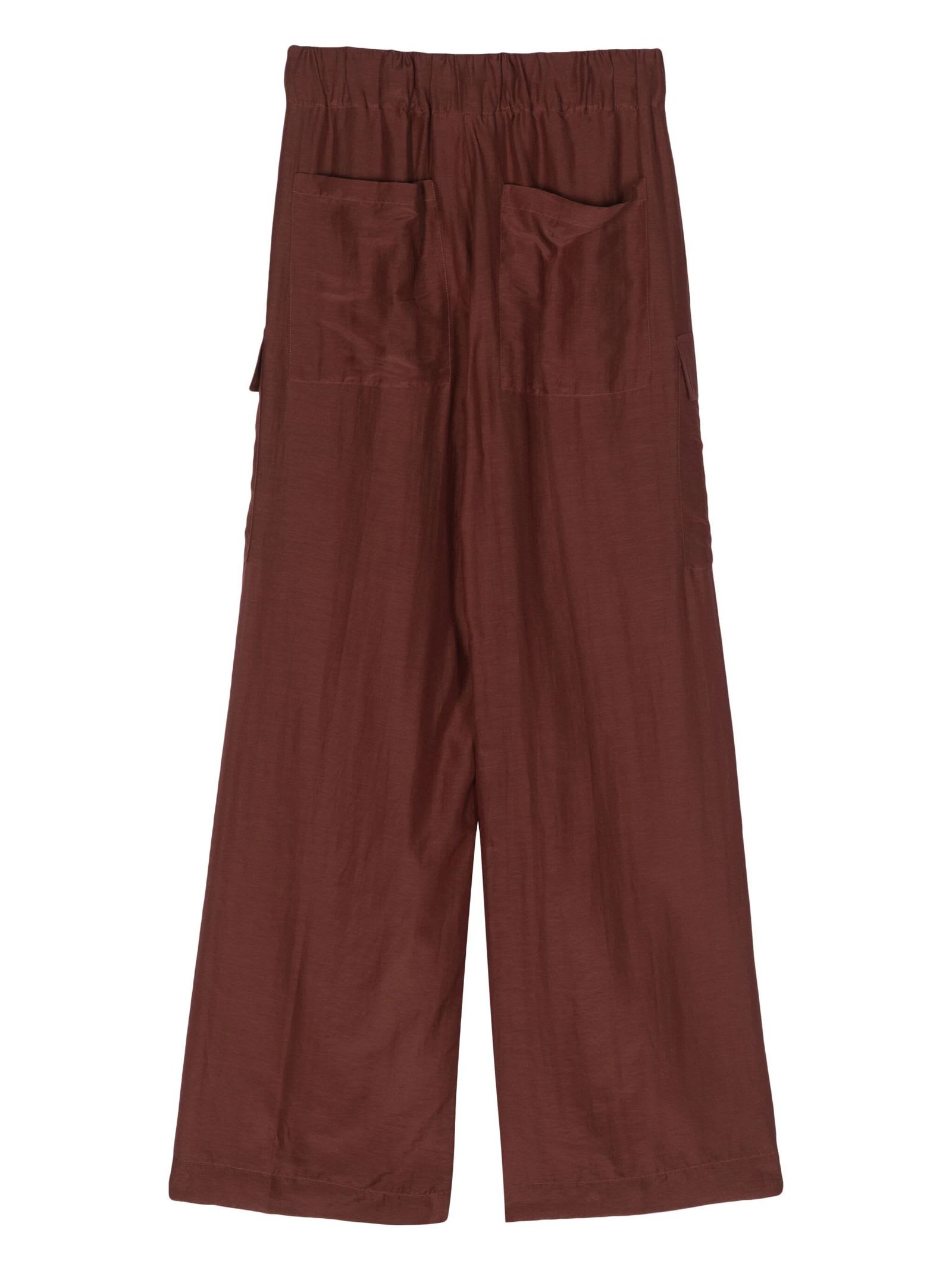 Shop Semicouture Brown Cotton-silk Blend Trousers