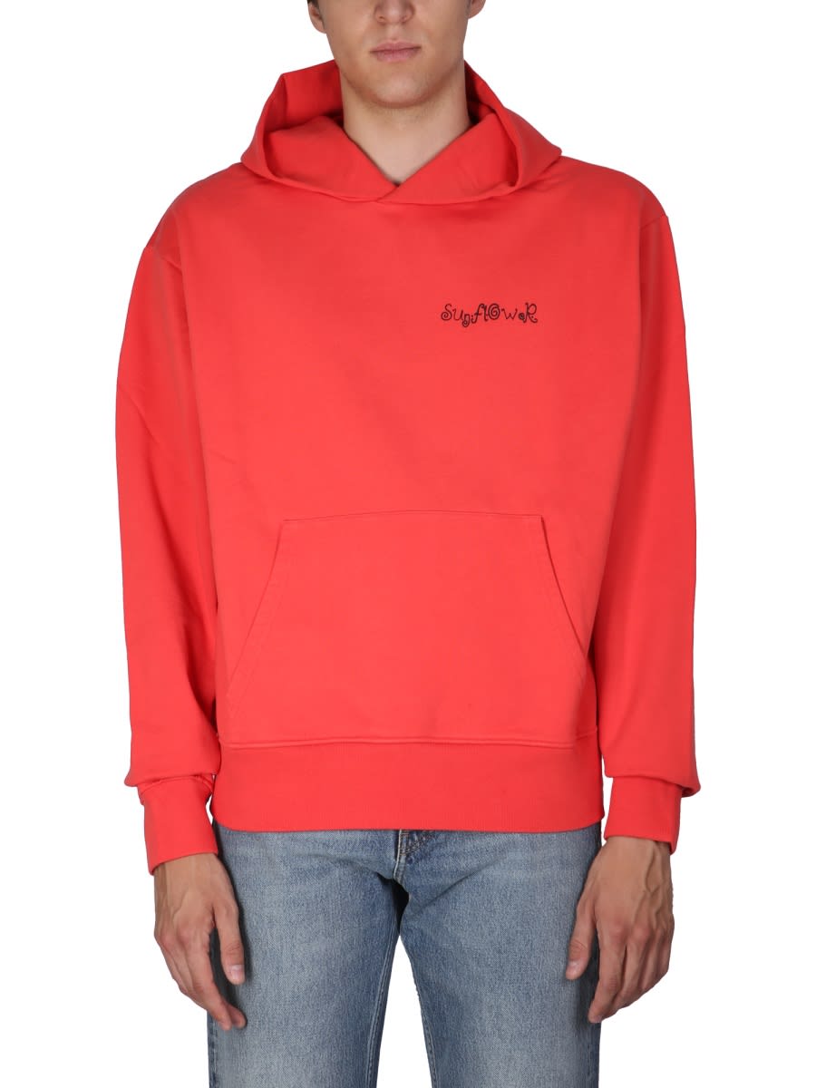 Shop Sunflower Sweatshirt With Logo Embroidery In Red