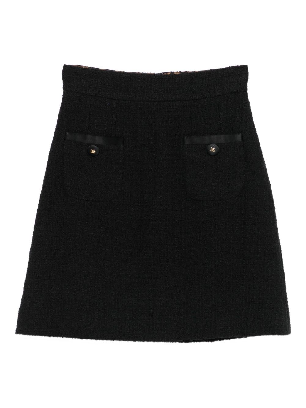 Dolce & Gabbana Cotton Skirt With Button Embellishment And Patch Pockets In Black