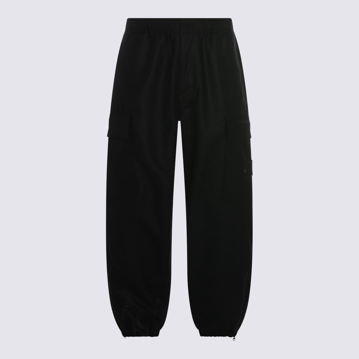 Stone Island Loose-fit Cargo Trousers With Elasticated Zipped Cuffs In Black