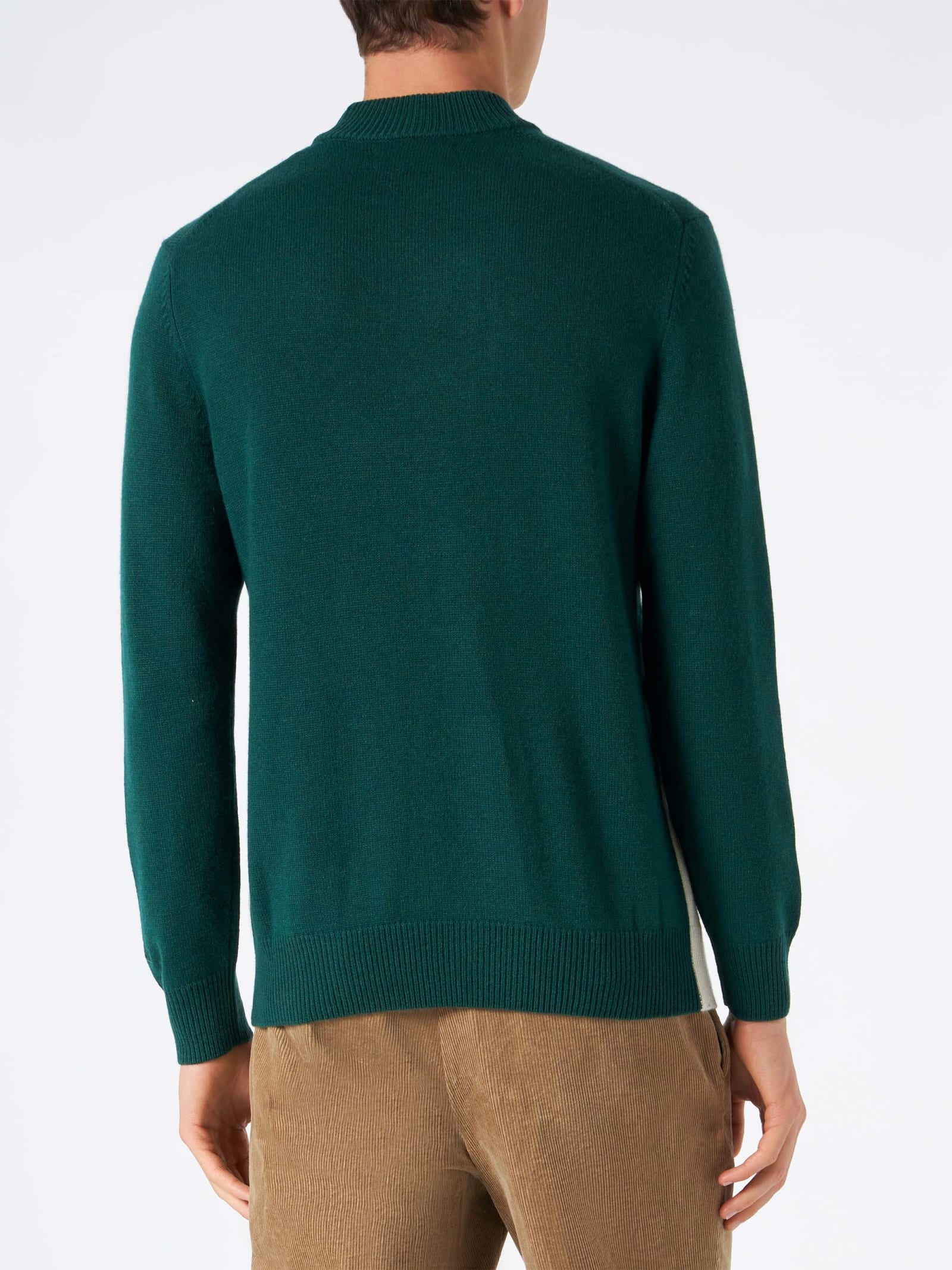 Shop Mc2 Saint Barth Man Green Sweater With Knitted Postcard