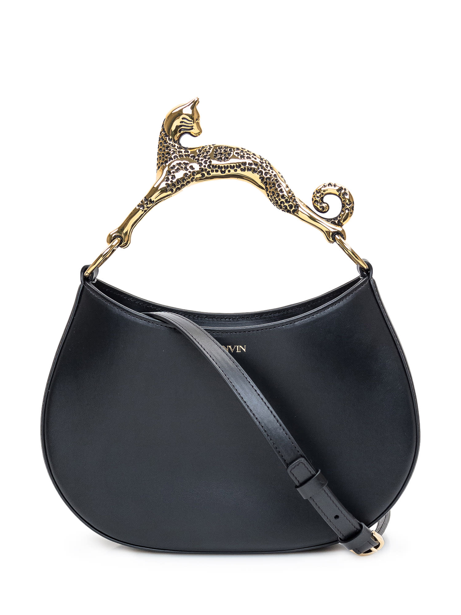 Shop Lanvin Hobo Bag Cat In Black