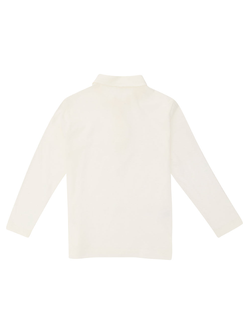 Shop Il Gufo White Long Sleeve Polo Shirt In Cotton And Linen Boy