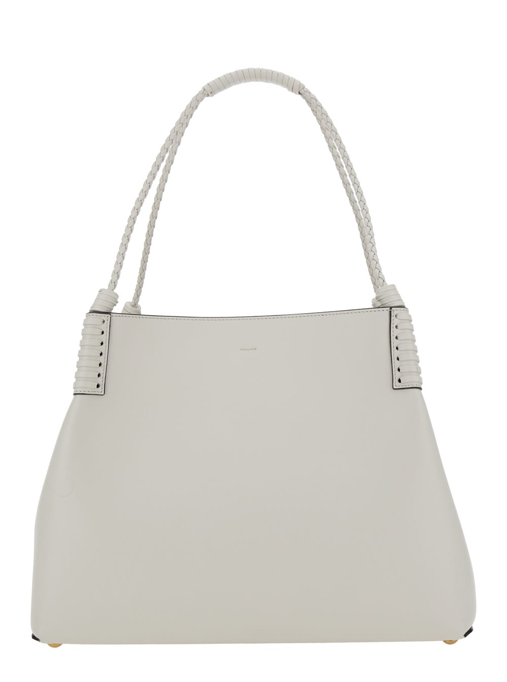 Etro Libra White Shoulder Bag With Maxi Logo On The Front In Leather Woman In Bianco Latte