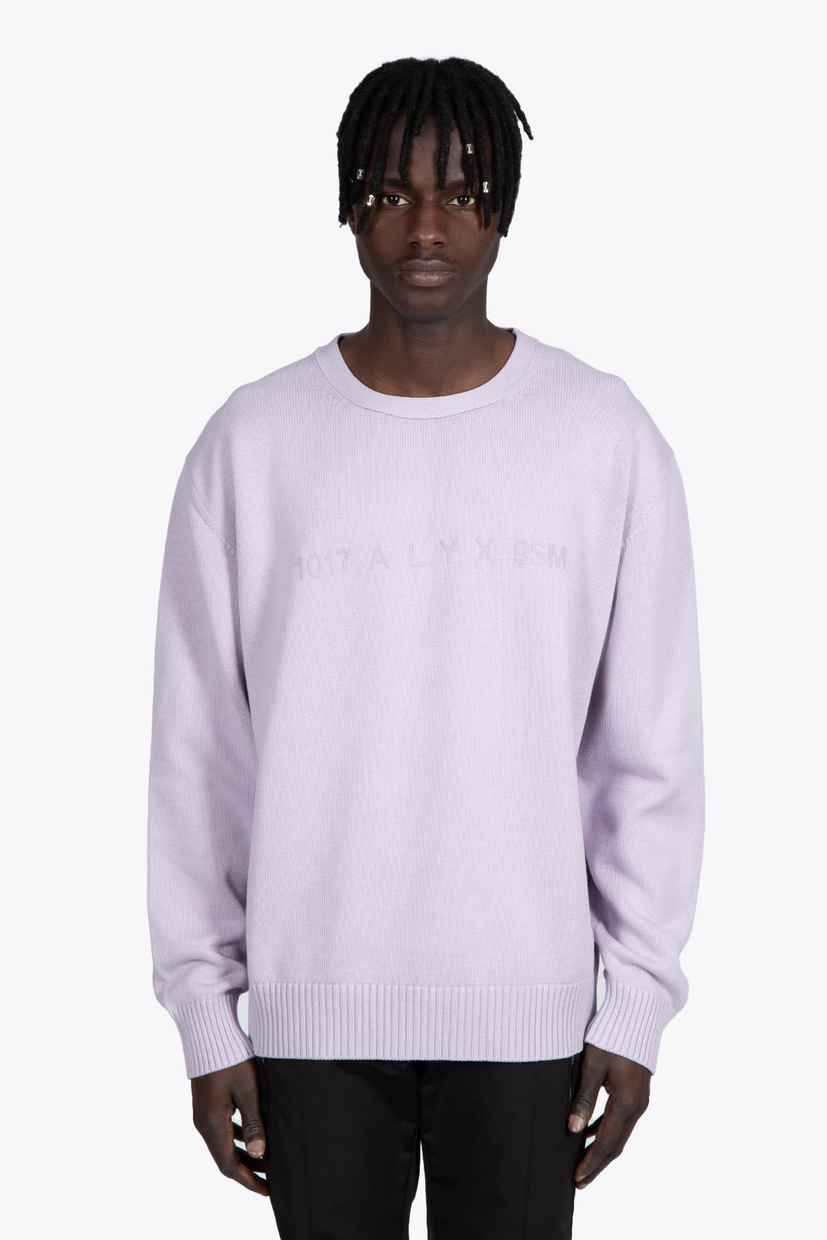 Alyx Treated Logo Crewneck Sweater Lilac Cotton Oversized Sweater With Logo - Treated Logo Crewneck Sweat In Lilla