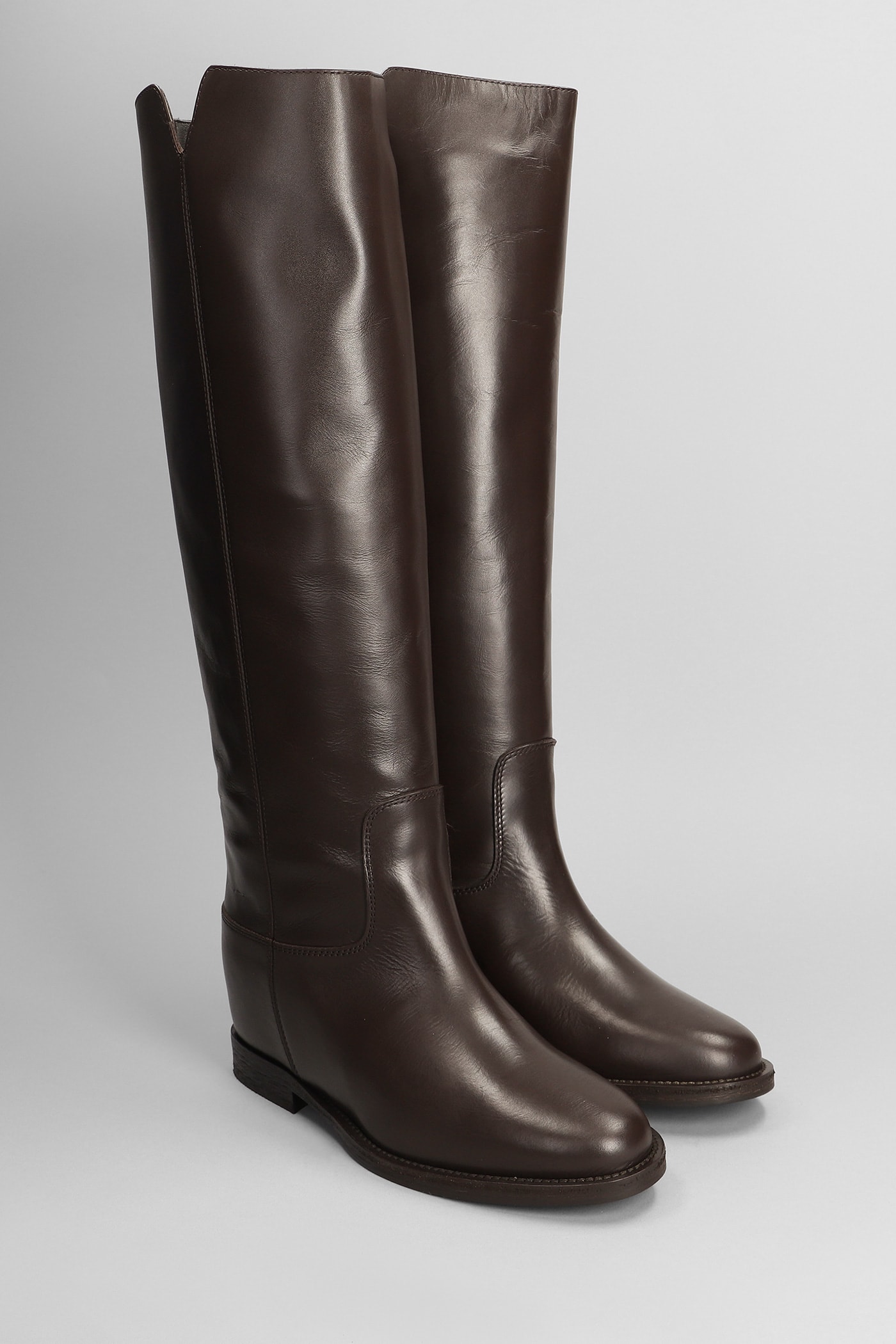 Shop Via Roma 15 In Dark Brown Leather