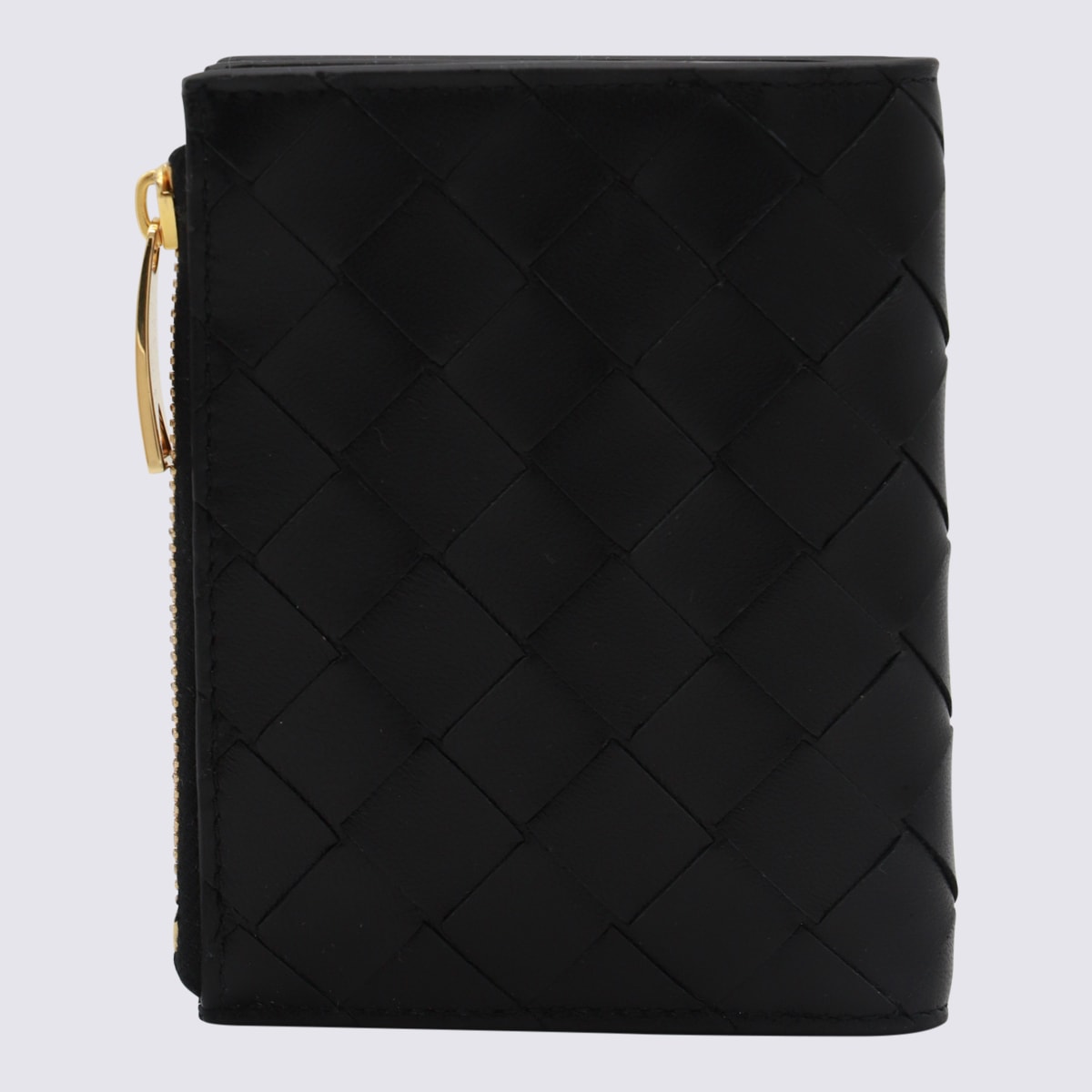 Shop Bottega Veneta Black Leather Wallet In Black-gold