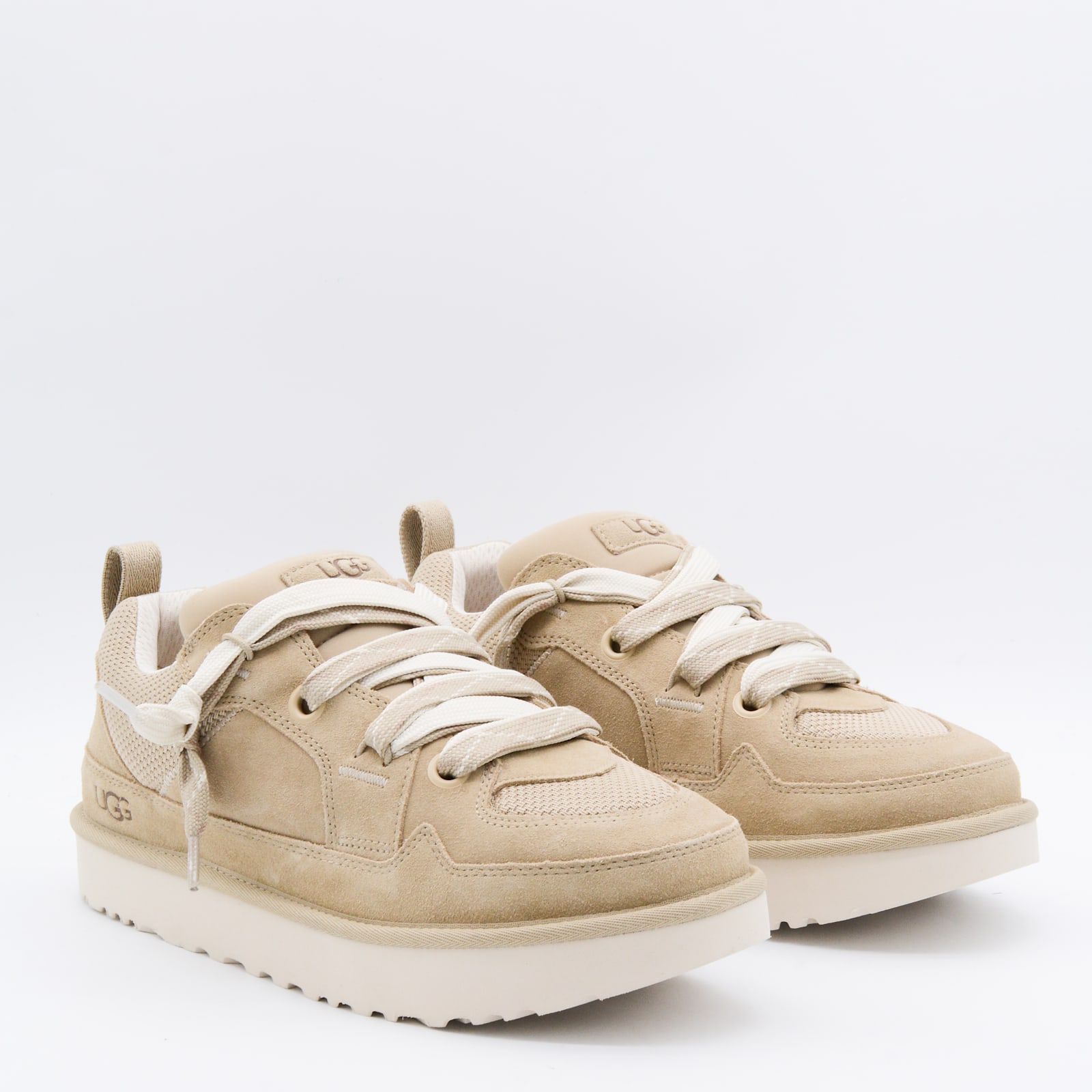 Ugg Beige Leather Lo Lowmel Sneakers In Neutral