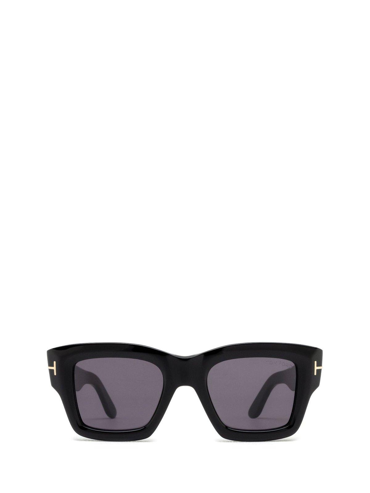 Tom Ford Ilias Square Frame Sunglasses In 5001a - Nero Lucido / Fumo