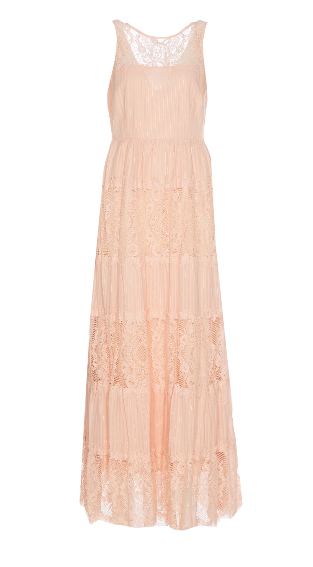 Twinset Long Cotton Dress In Pink