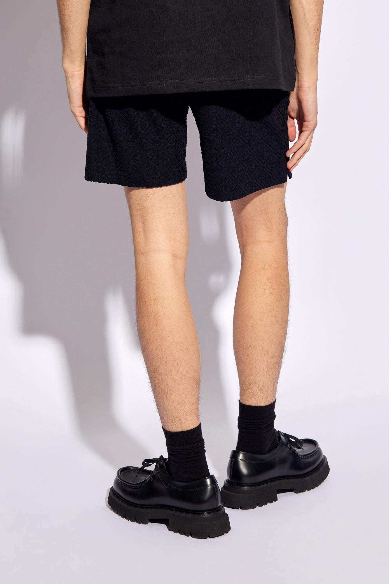 Shop Casablanca Shorts With Textured Pattern In Black