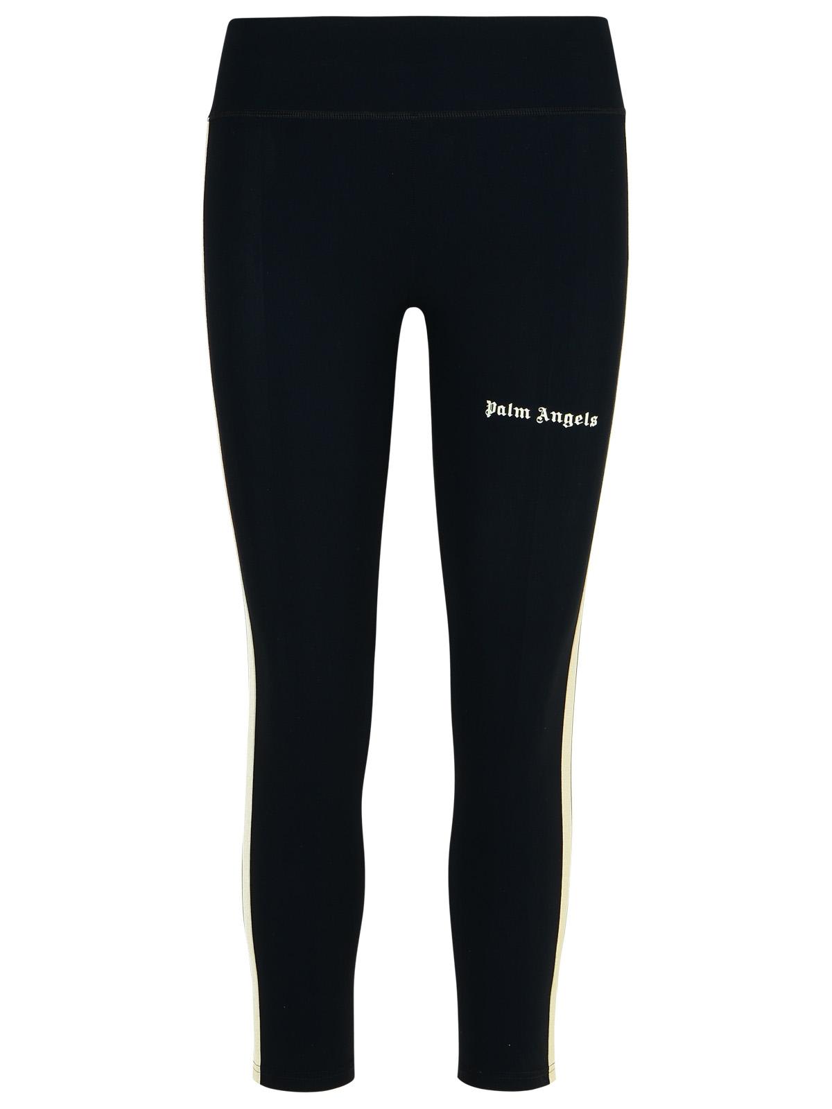 Shop Palm Angels Training Black Polyamide Blend Leggings In Black Off White