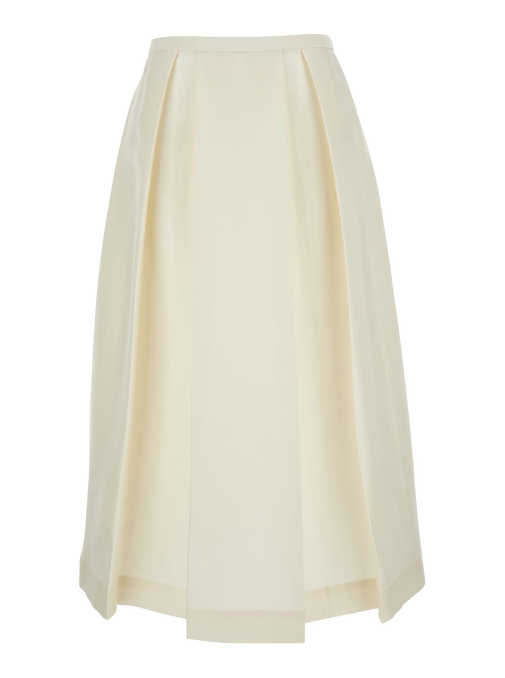 Totême White Skirt With Cannon Pleats In Wool And Silk Blend Woman