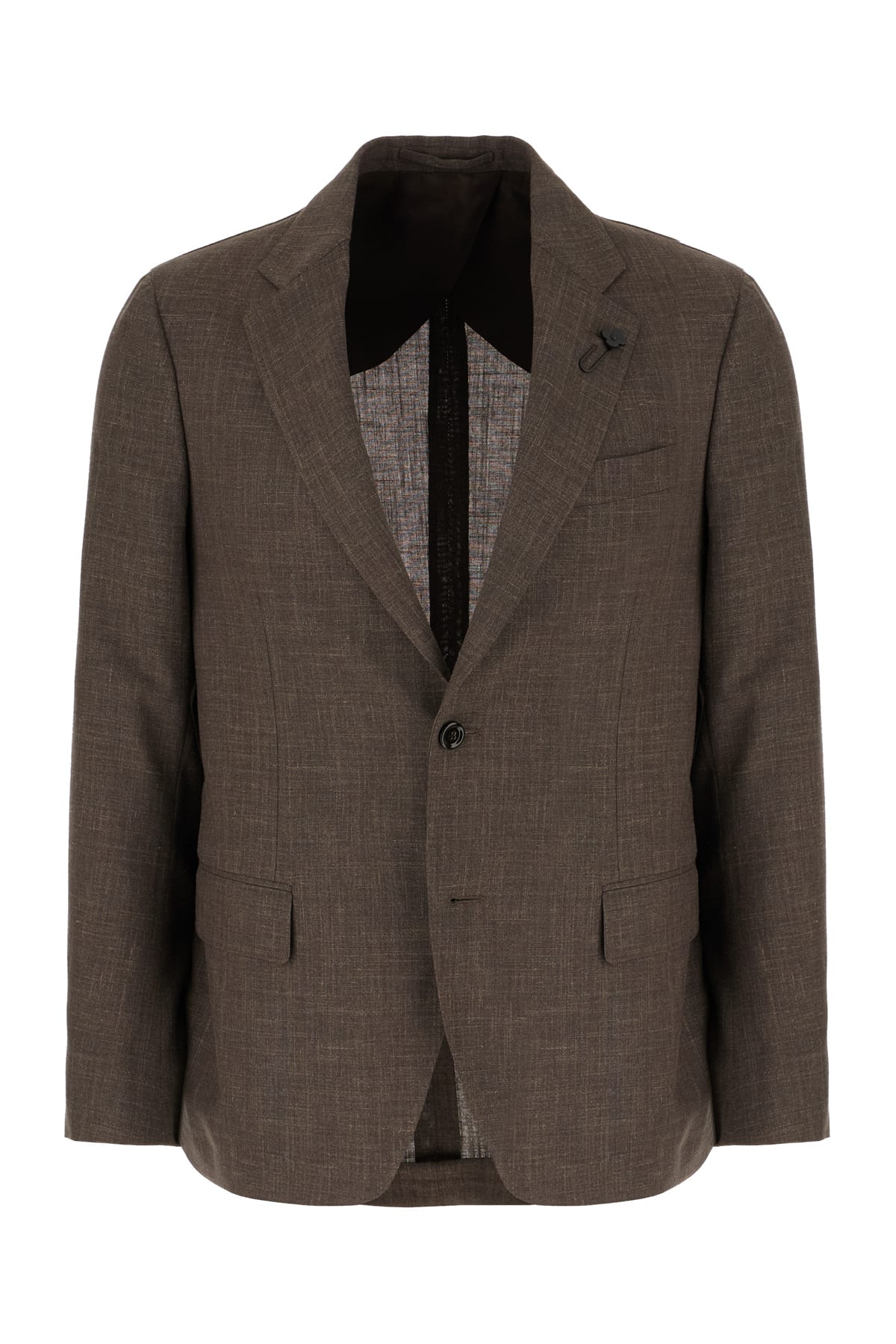 Lardini Embroidered Wool Blend Suit In Marrone