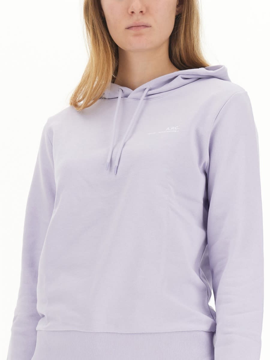 Shop Apc Sweatshirt With Logo In Lilac