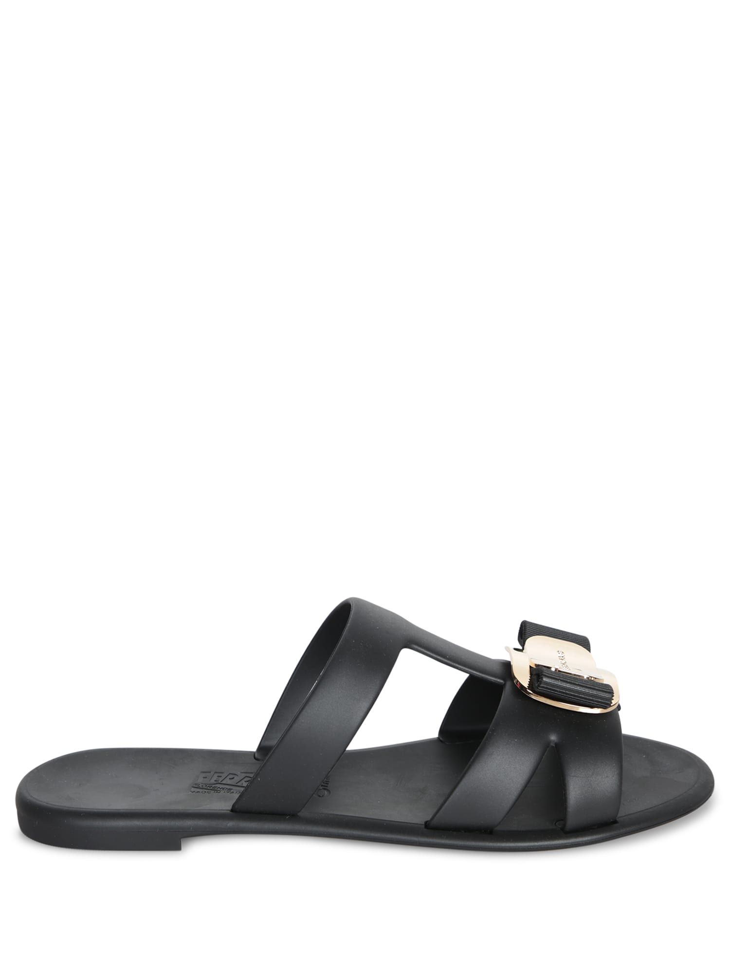 Shop Ferragamo Vara Rubber Sandals In Black