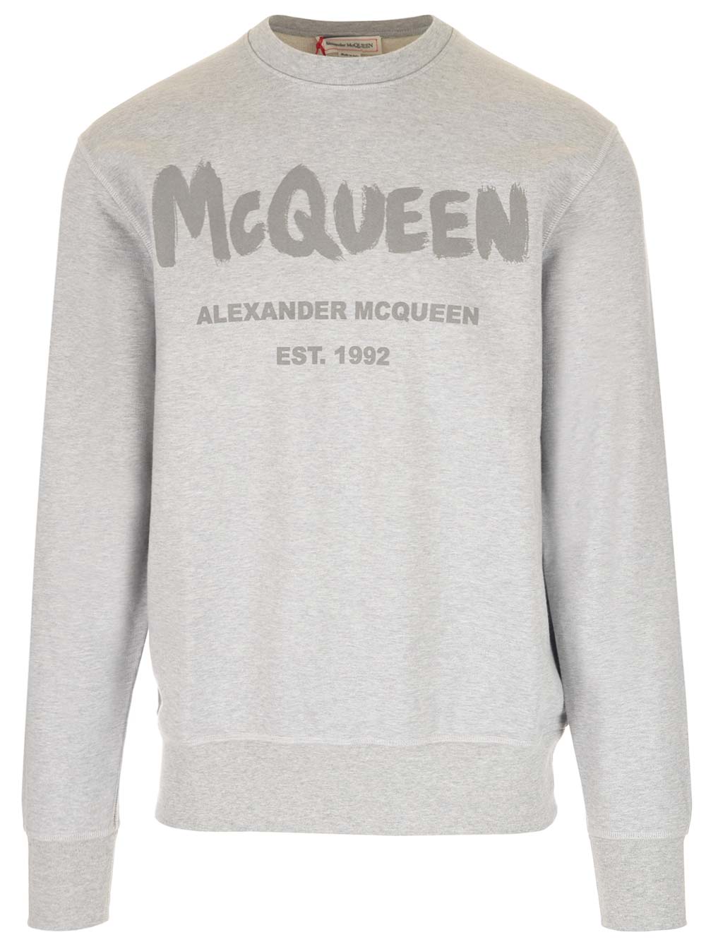 Alexander Mcqueen Logo Printed Crewneck Sweatshirt In Grey