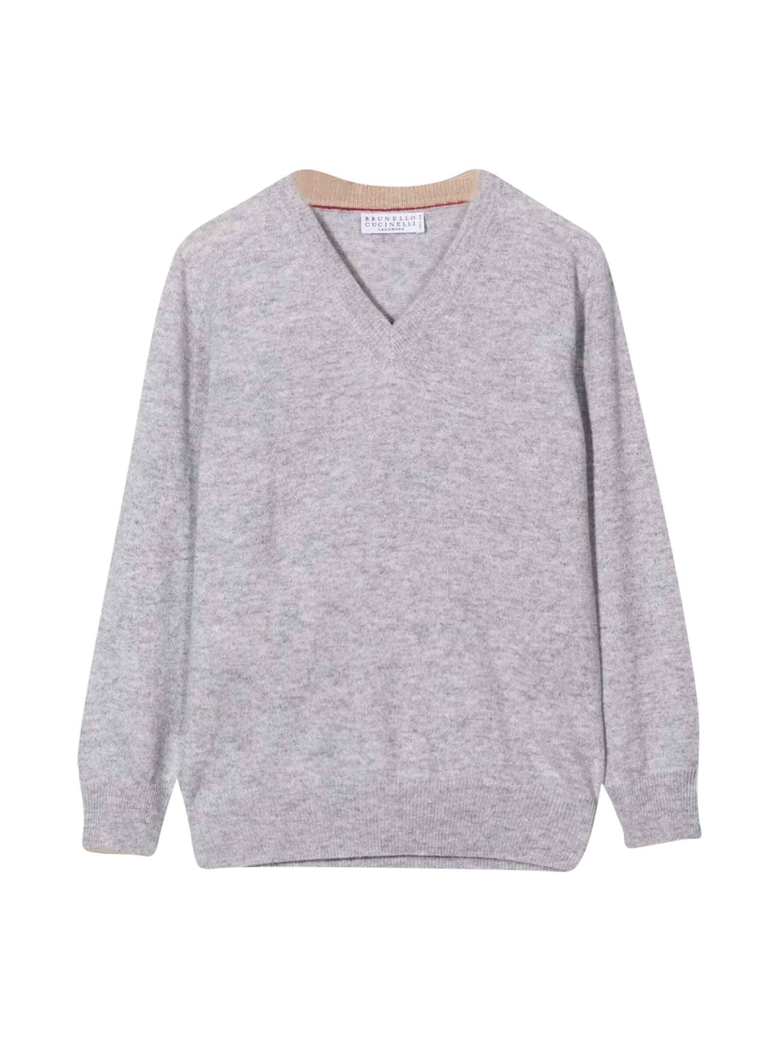 Brunello Cucinelli Gray Teen Sweater