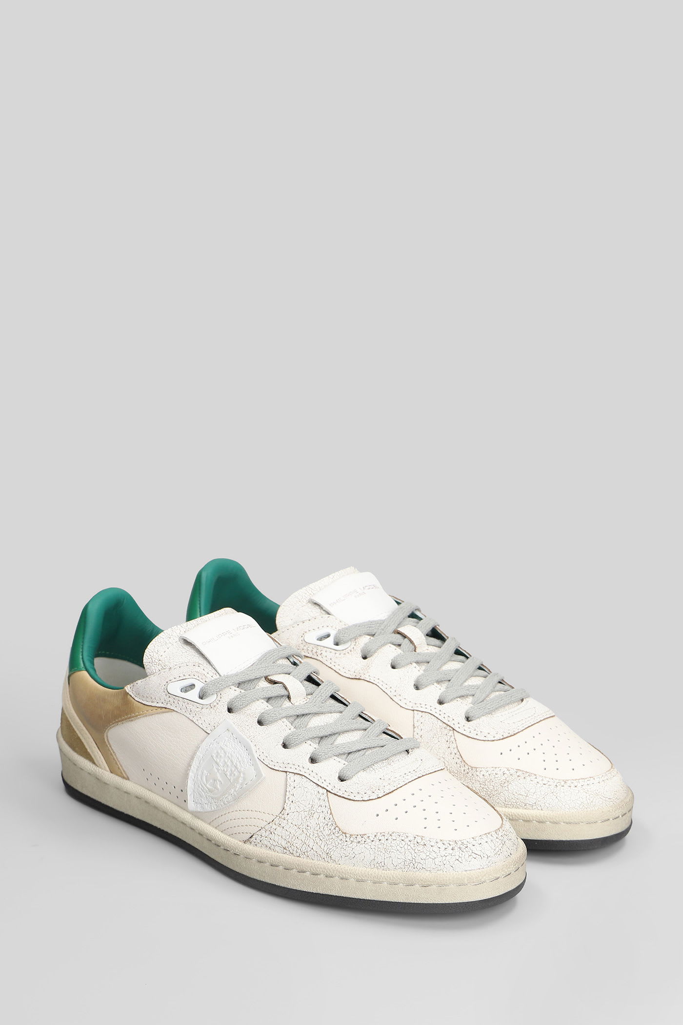 Philippe Model Pgal Low Sneakers In White Leather In Multi