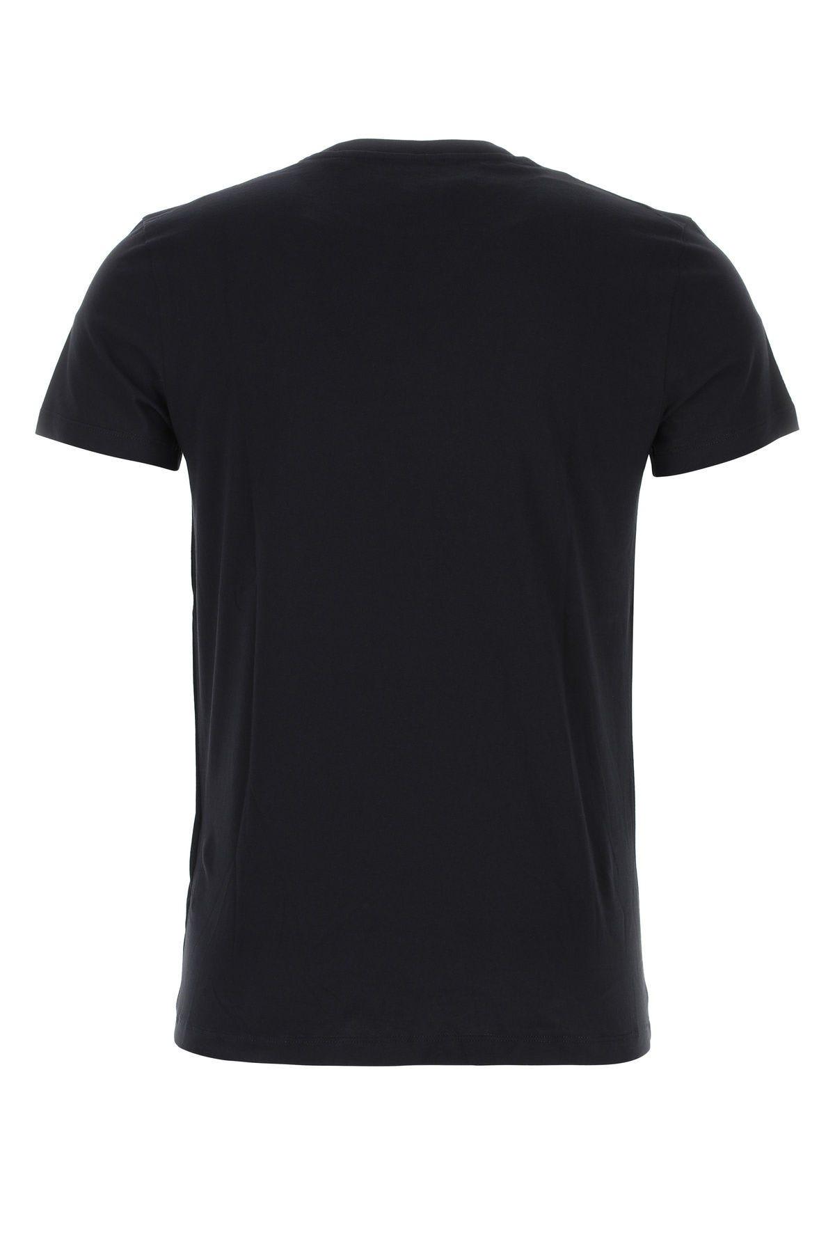 Shop Jil Sander Black Cotton T-shirt In Dark Blue