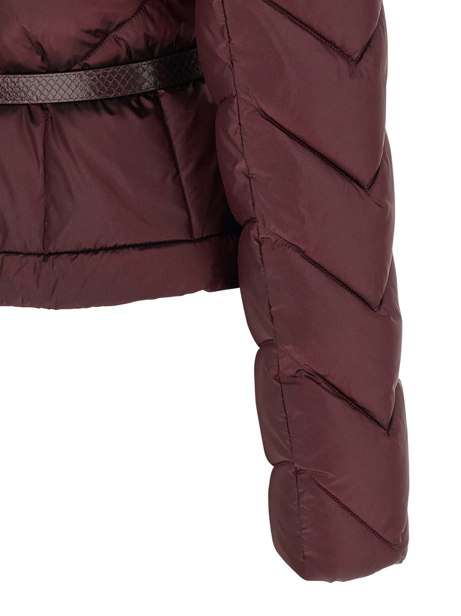 Elisabetta Franchi Vela Fabric Down Jacket Puffer Jackets Bordeaux In Burgundy