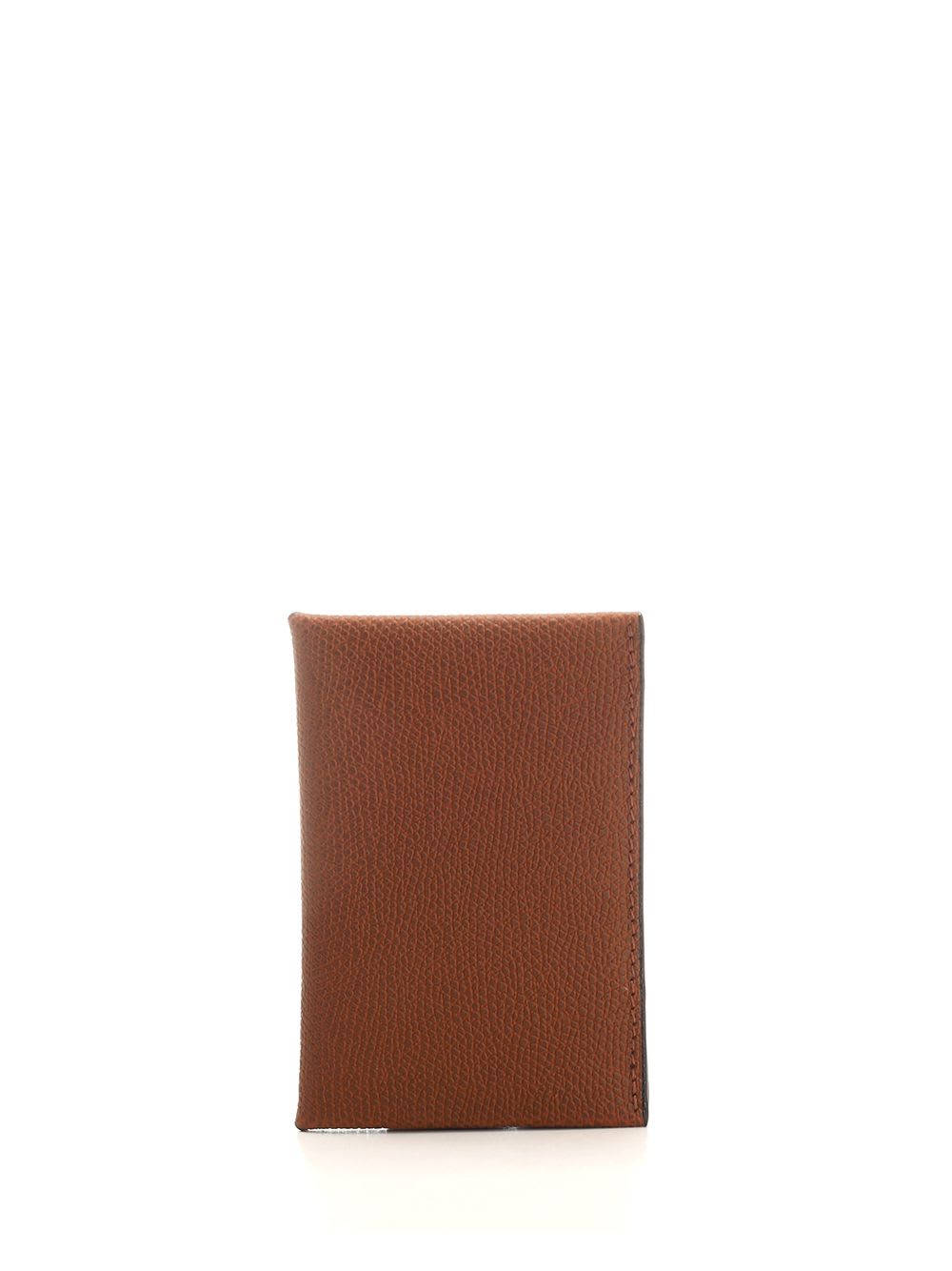 Shop Valextra Card Holder With Button In Brown