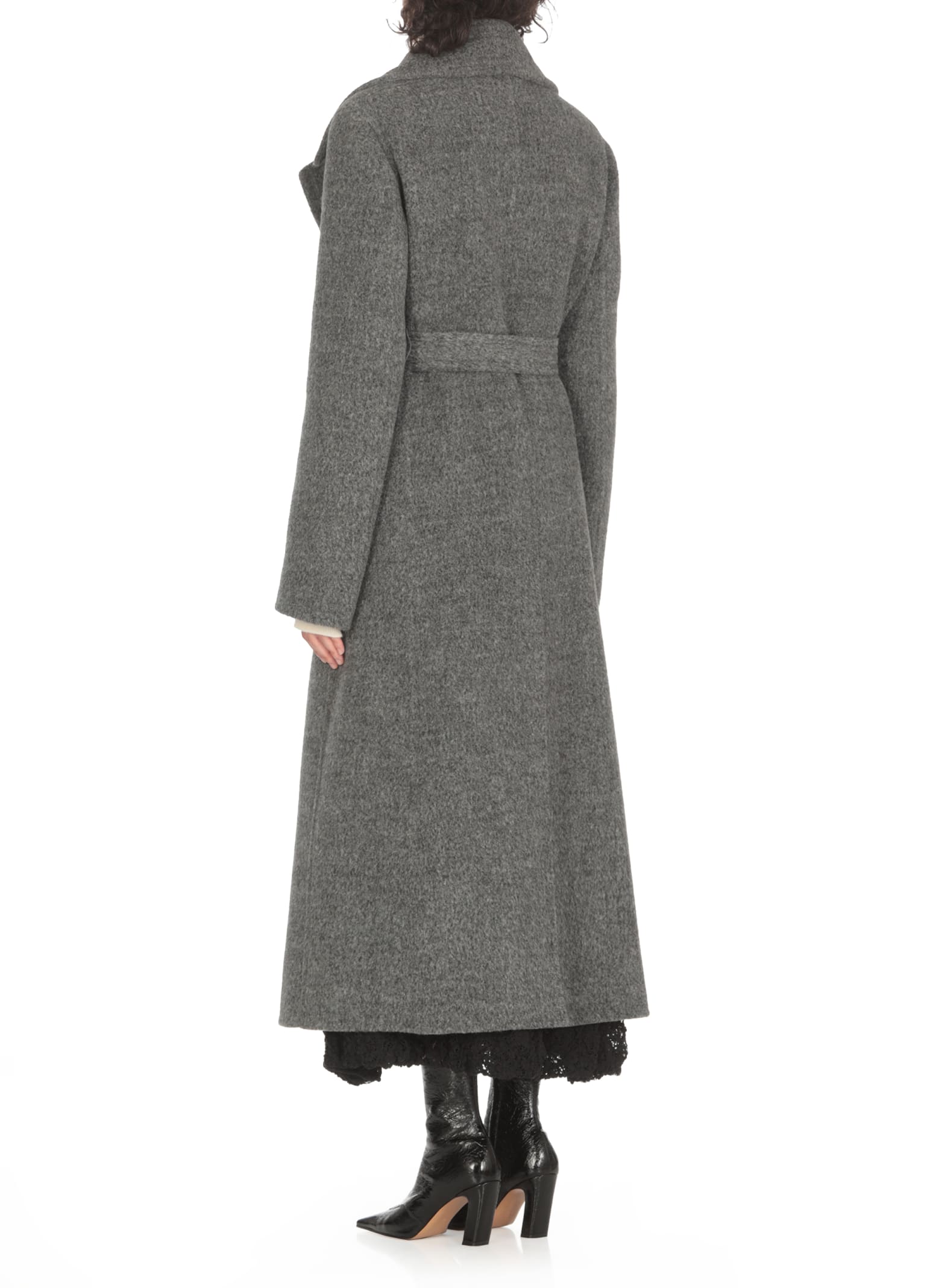 Shop Jil Sander Lama Coat In Grey