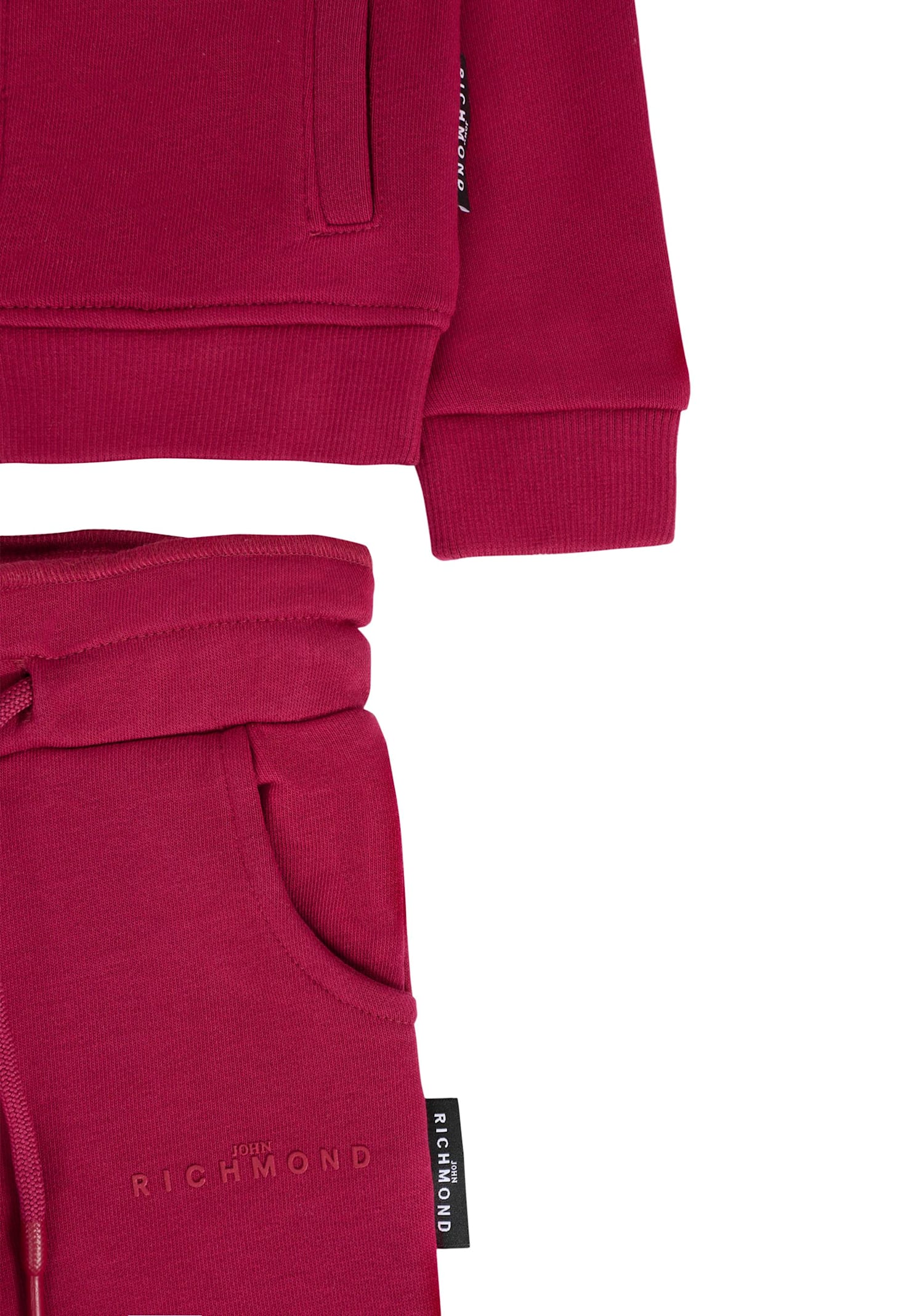 Richmond Red Suit For Baby Girl With Logo In Burgundy