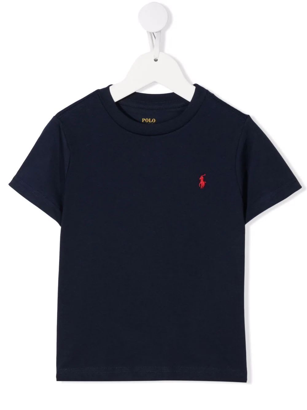 Ralph Lauren Child T-shirt In Navy Blue Cotton With Red Pony