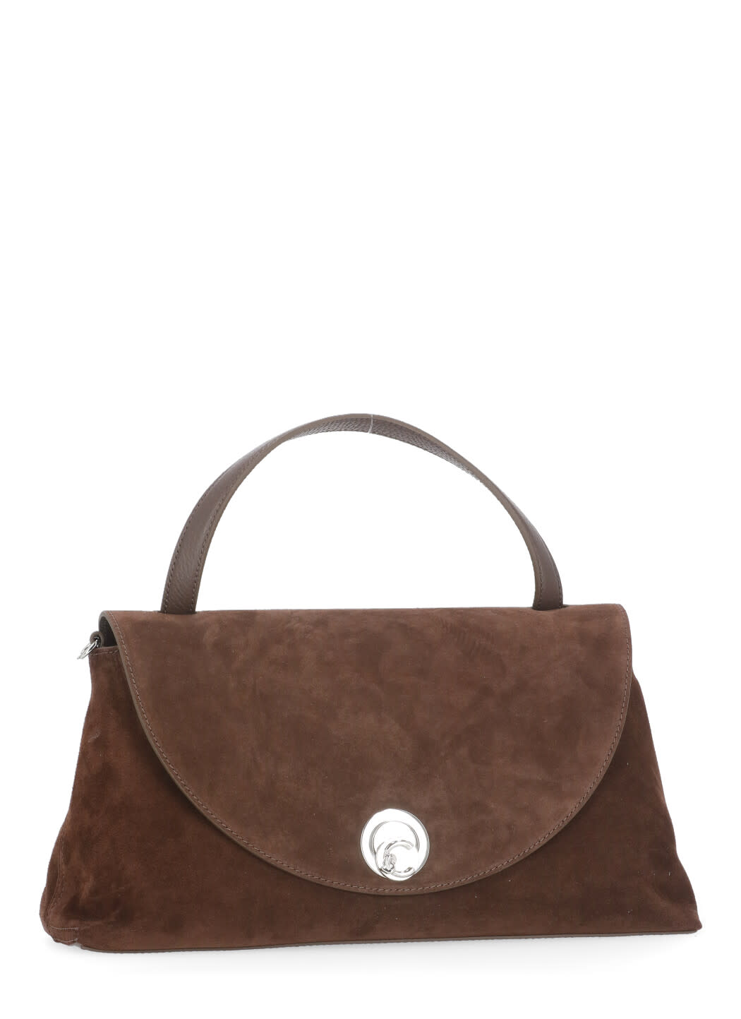 Coccinelle Suede Leather Shoulder Bag With Top Handle In Brown