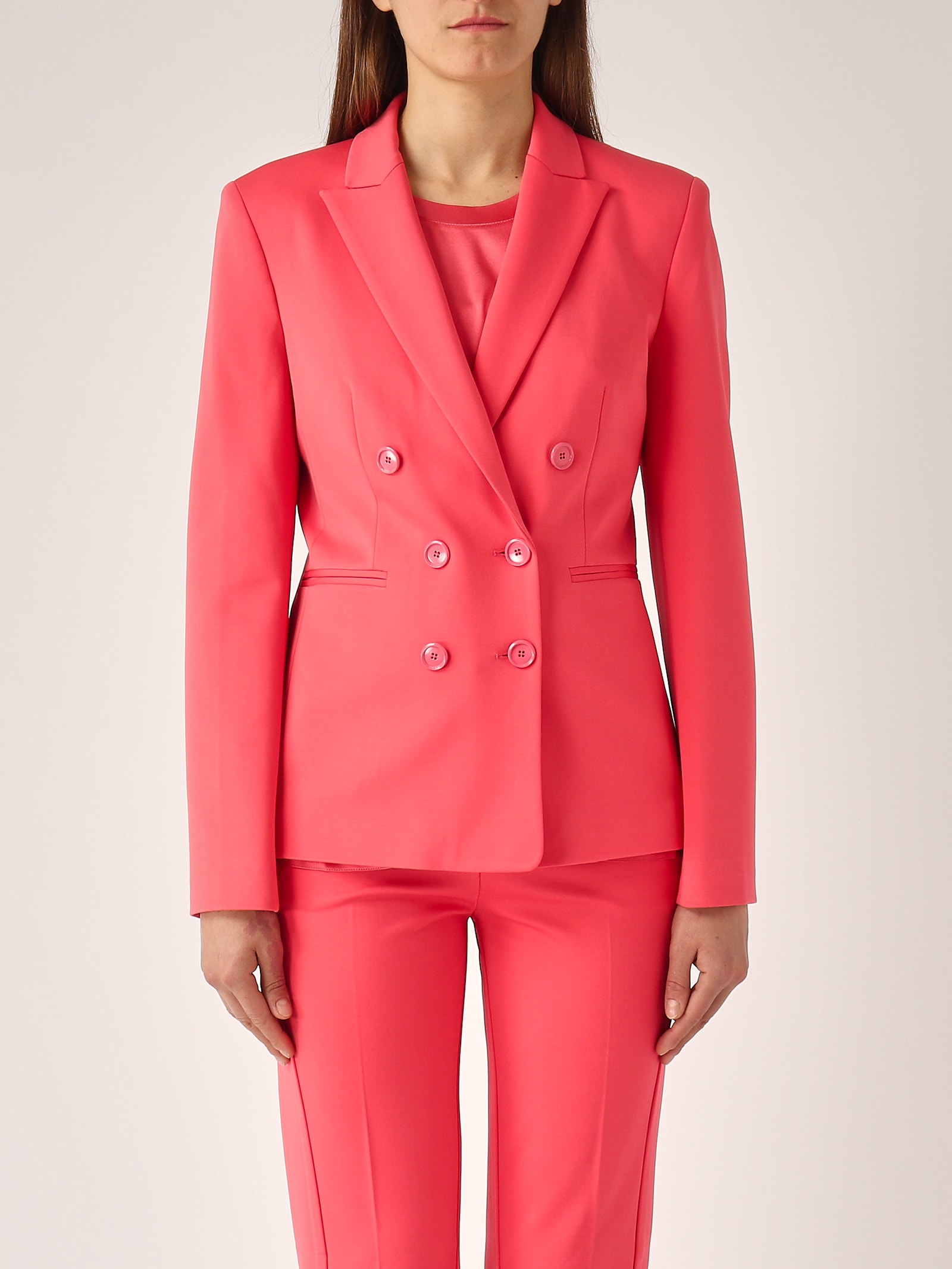 Pinko Alexia Giacca Punto Stoffa Scuba Blazer In Corallo