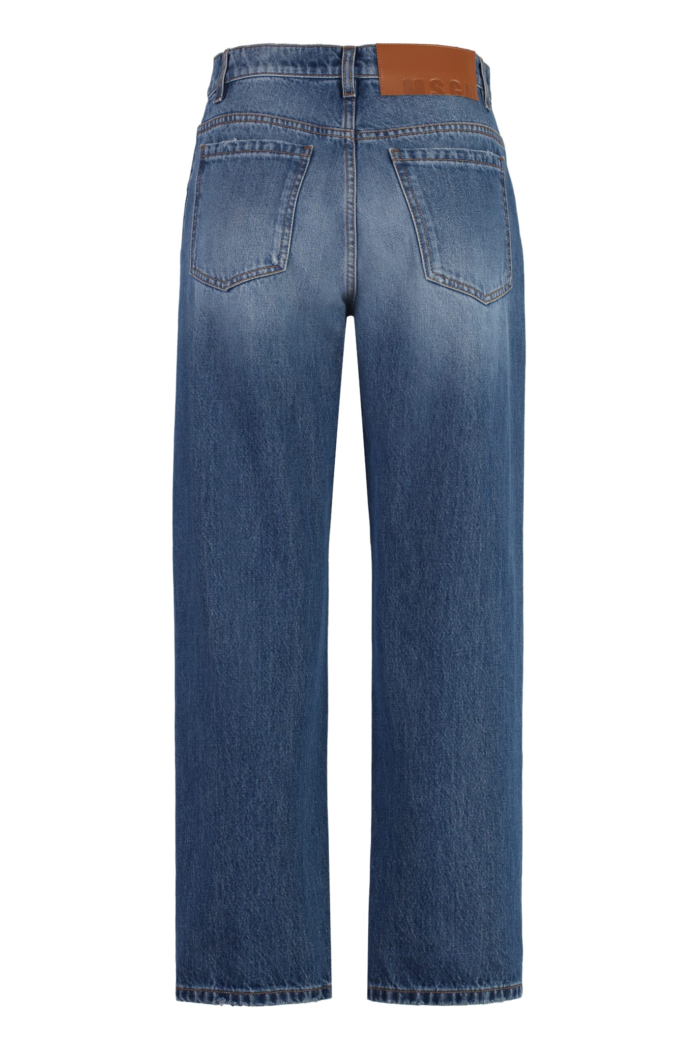 Shop Msgm Cropped Jeans In Denim