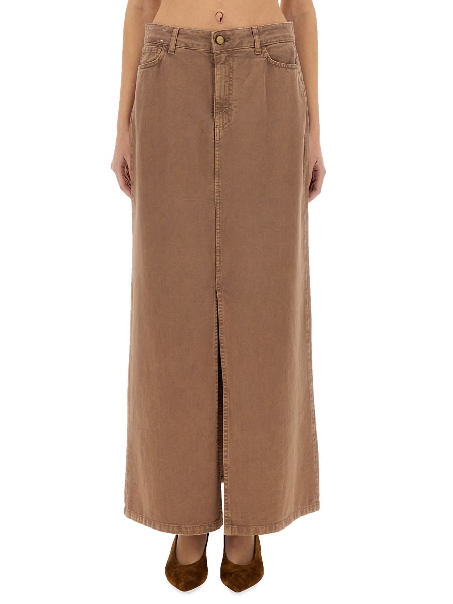 Shop Alysi Denim Skirt In Brown
