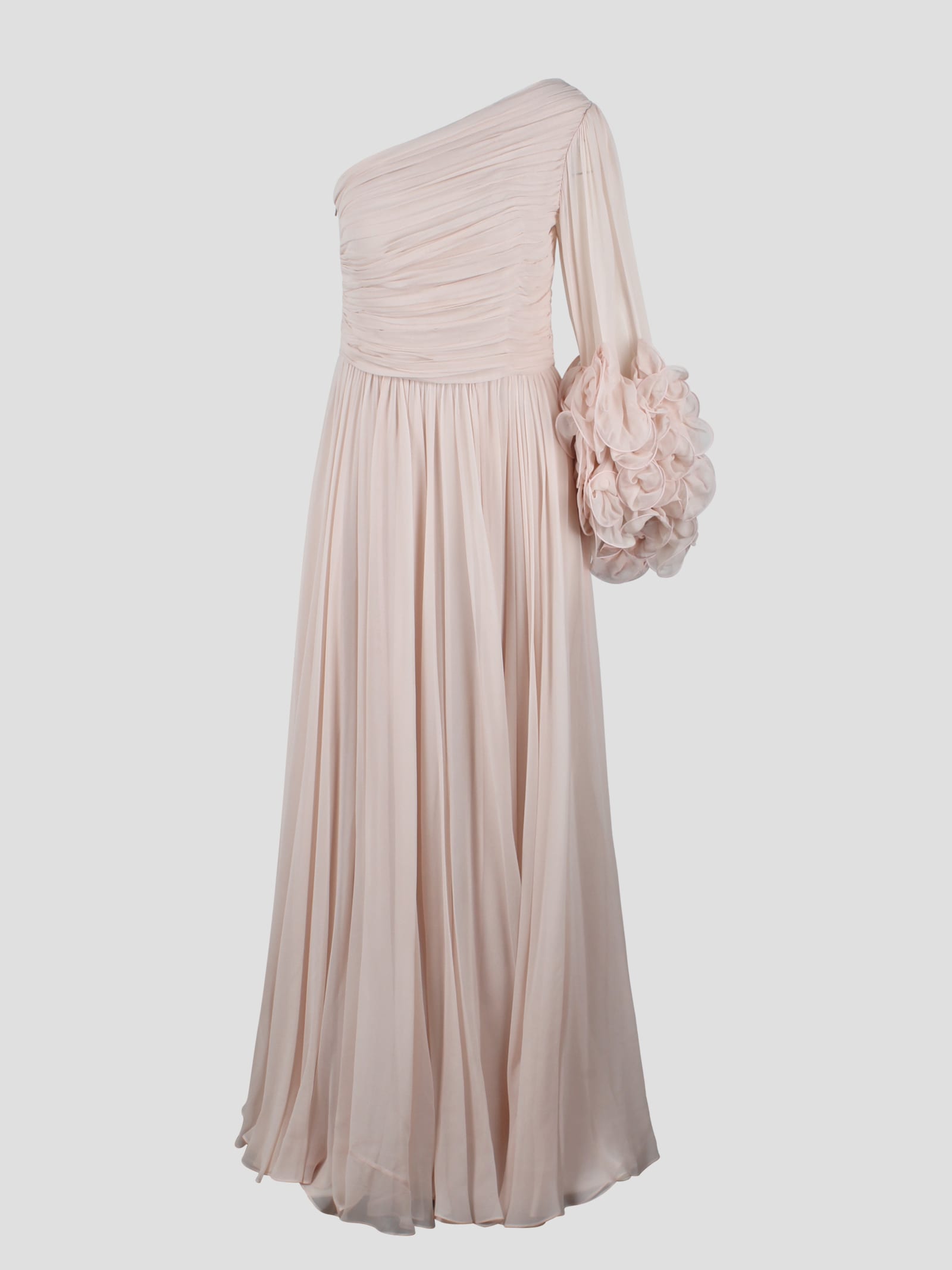 Shop Costarellos Aziza Silk Georgette Gown In Pink & Purple