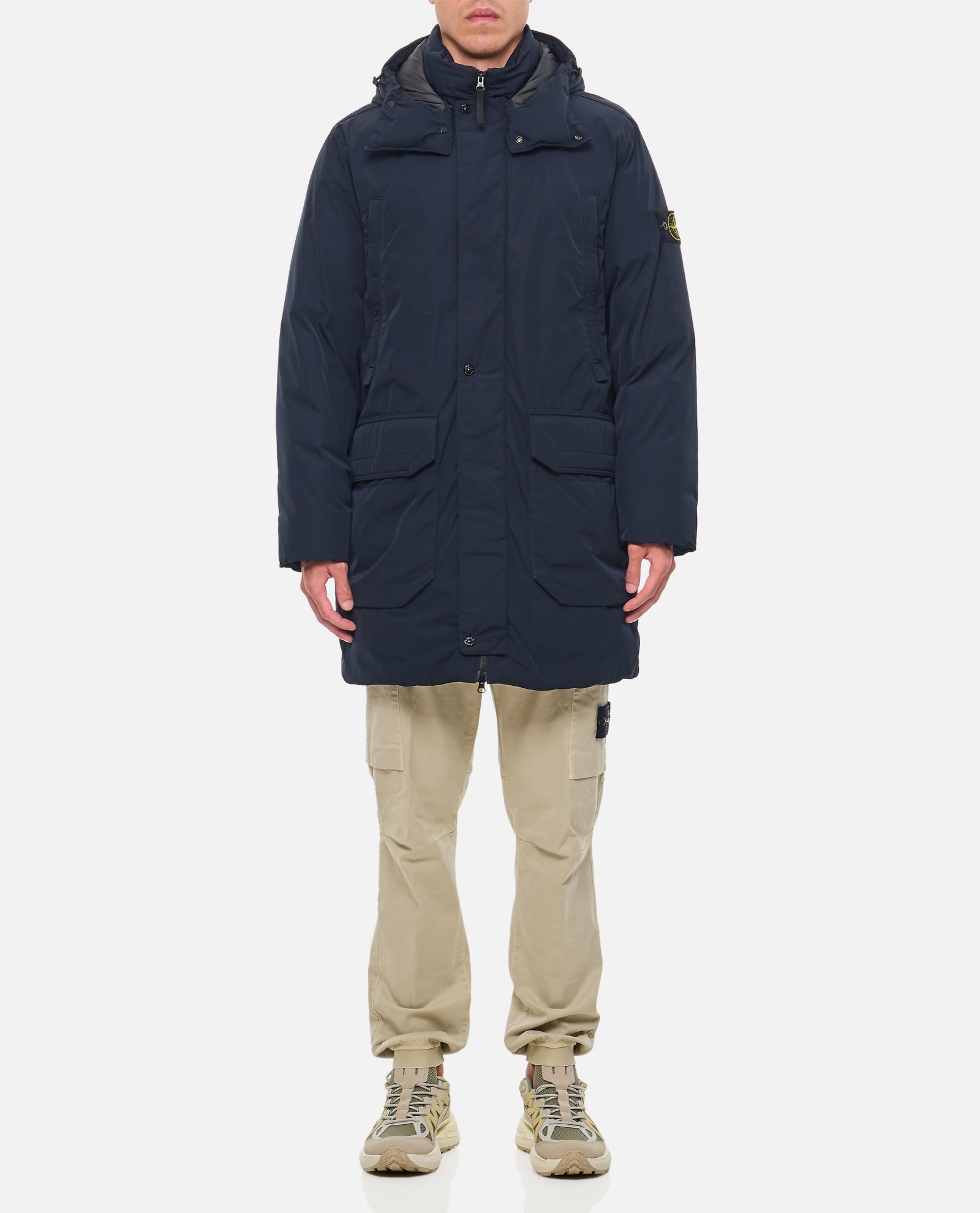 Shop Stone Island Parka Micro Twill In Blue