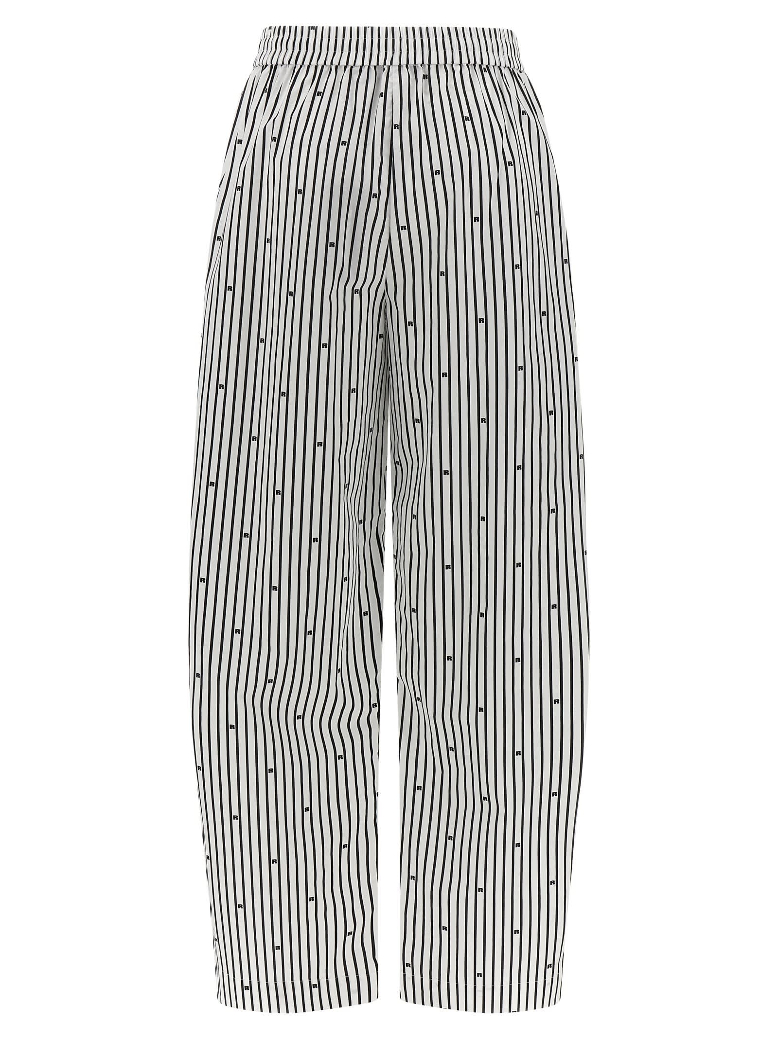 Rotate Birger Christensen Poplin Tapered Striped Pants In Gray