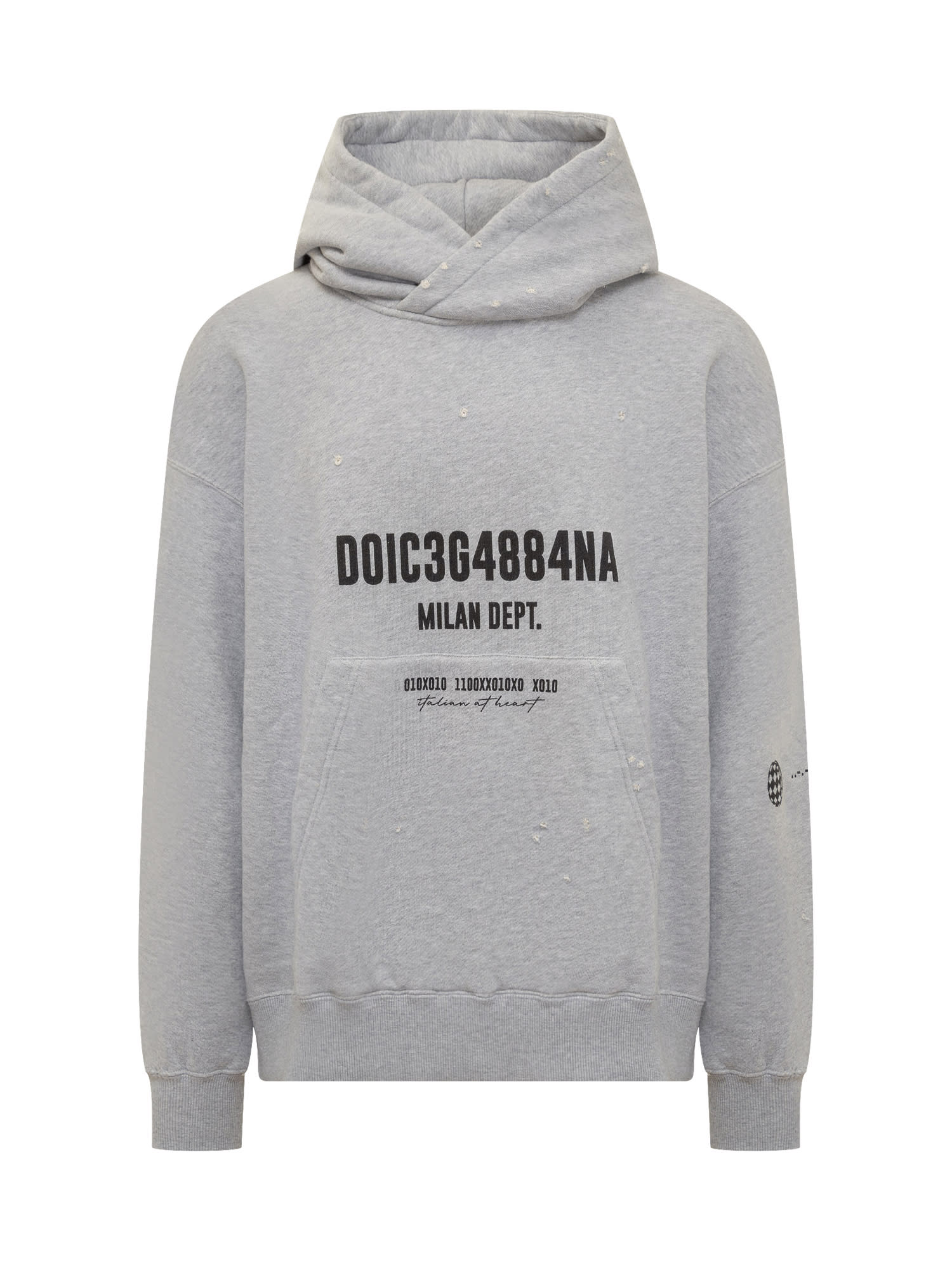 Dolce & Gabbana Hoodie With Logo In Melange Gri