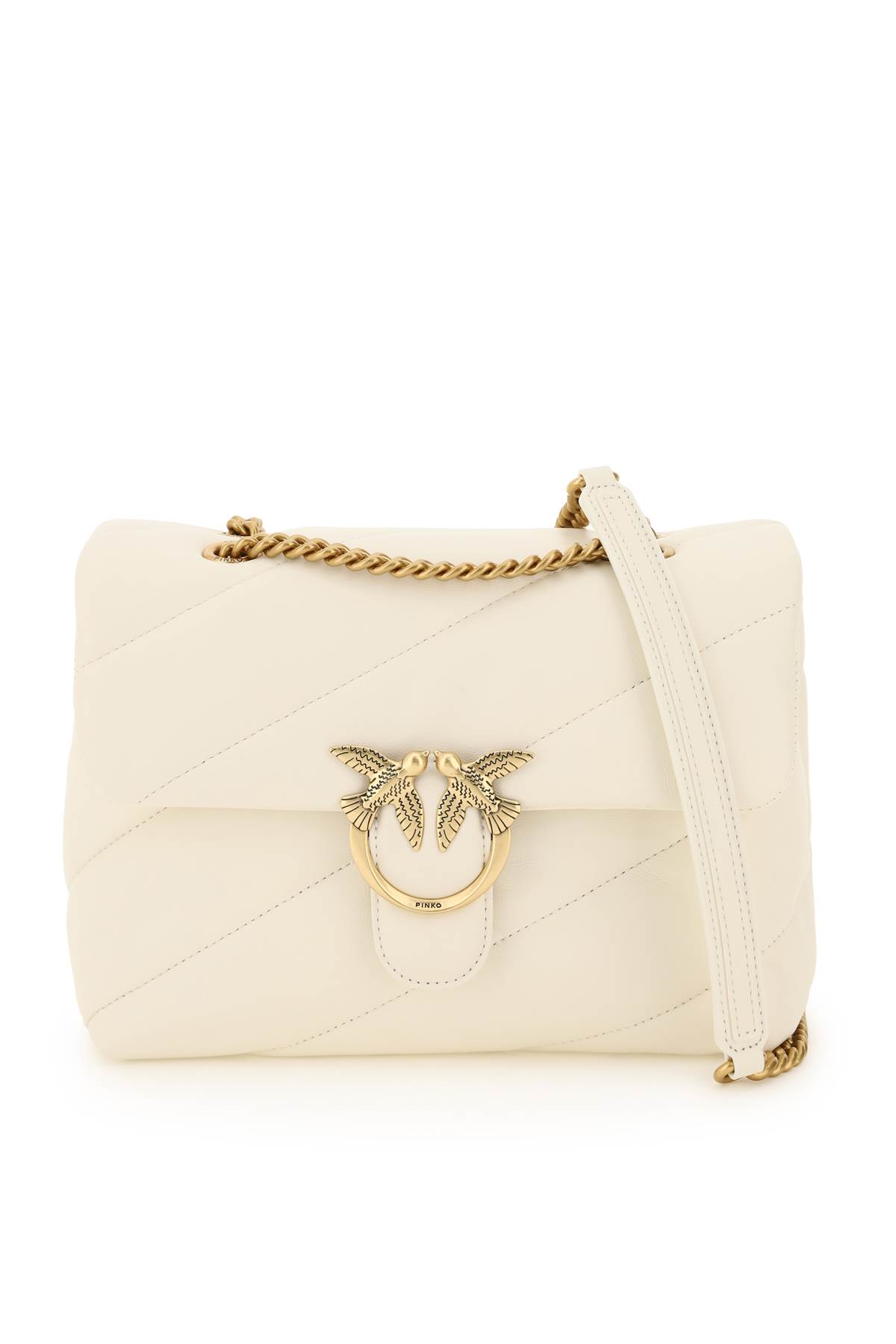 Pinko Love Classic Puff Maxi Quilt Bag In Bianco Antique Gold (white ...