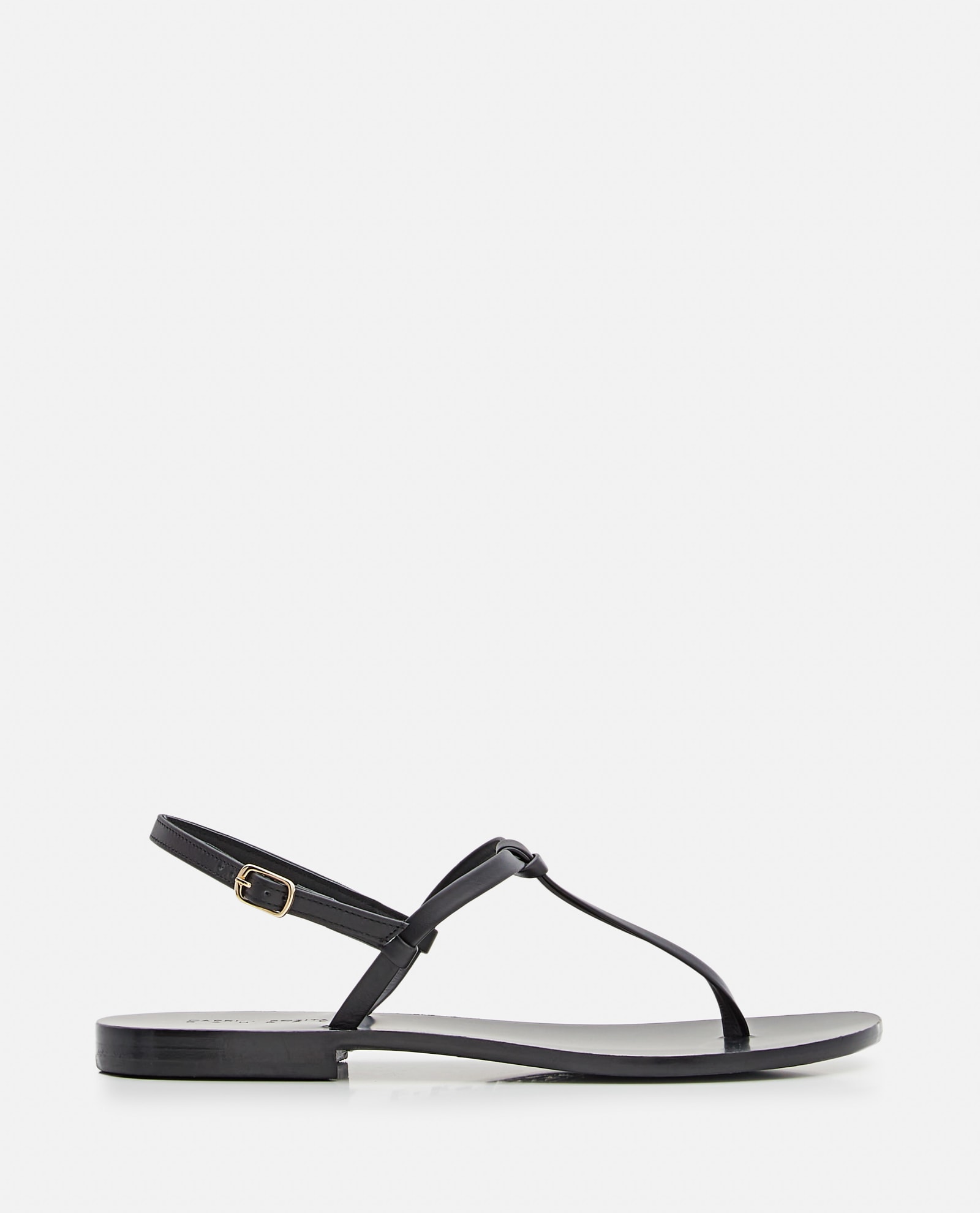 Shop Capri Positano Alba Leather Flat Sandals In Black