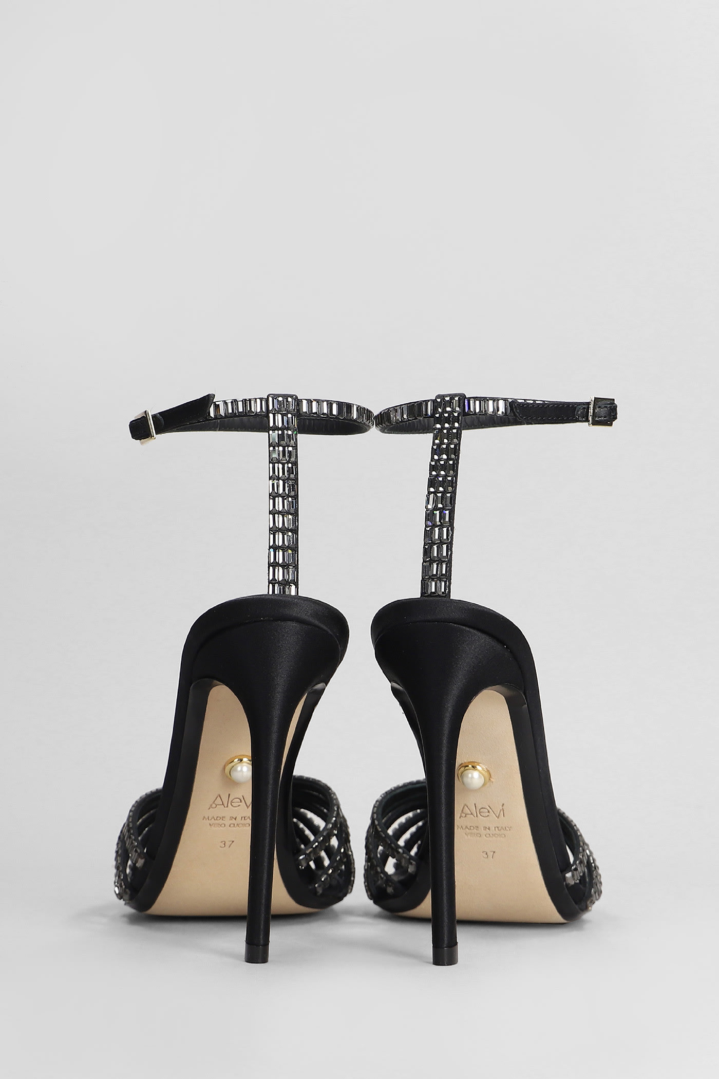 Shop Alevì Penelope 110 Sandals In Black Fabric