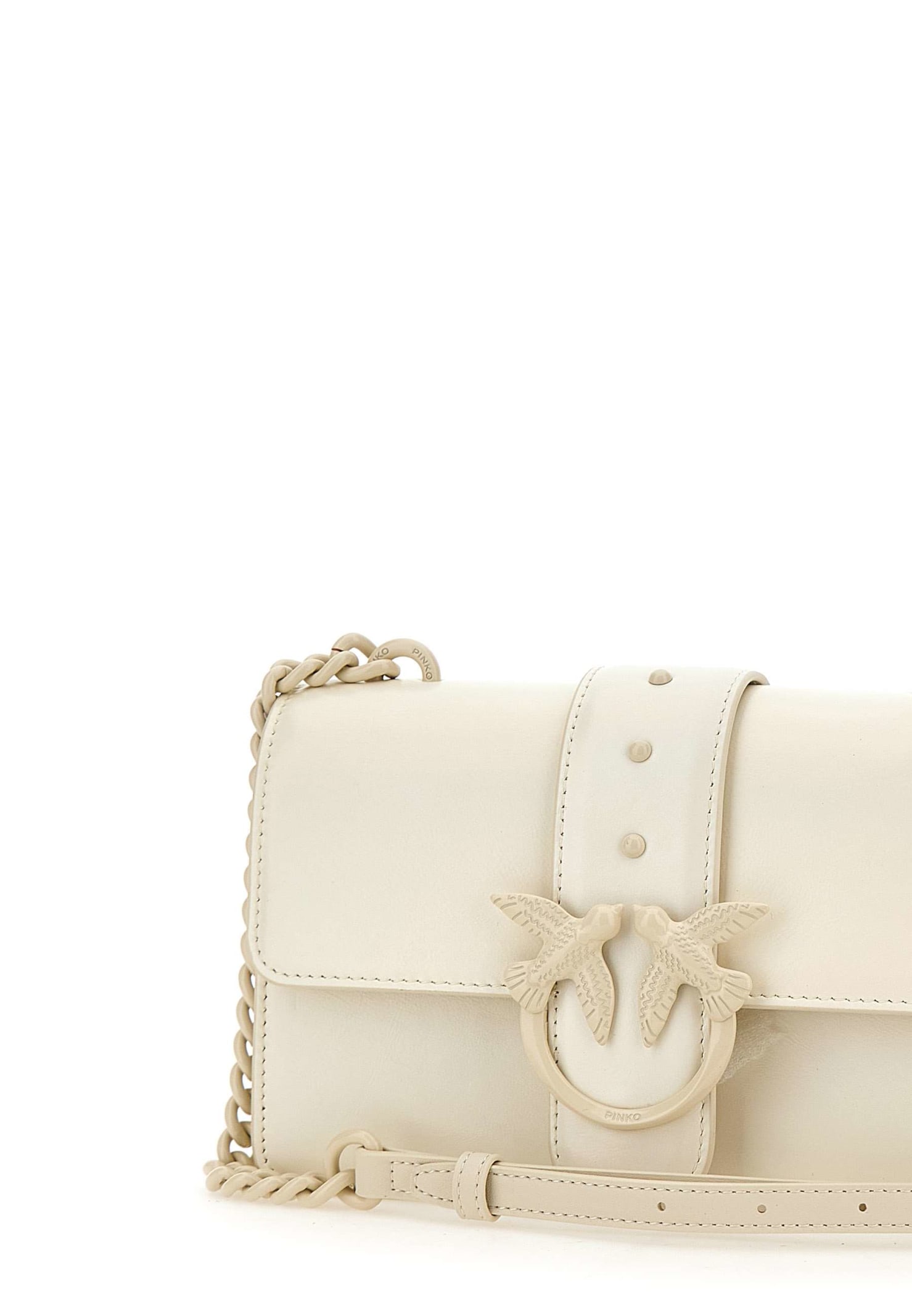 Shop Pinko Love One Mini Dc Leather Bag In White