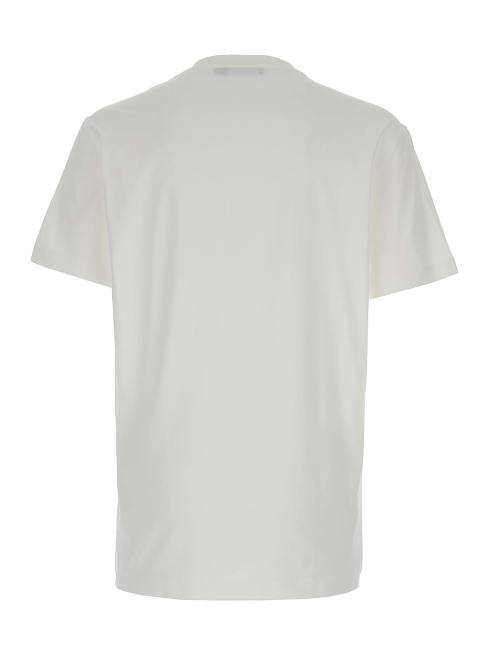 Shop Dolce & Gabbana White Crewneck T-shirt With Signature Logo In Cotton Man In Bianco