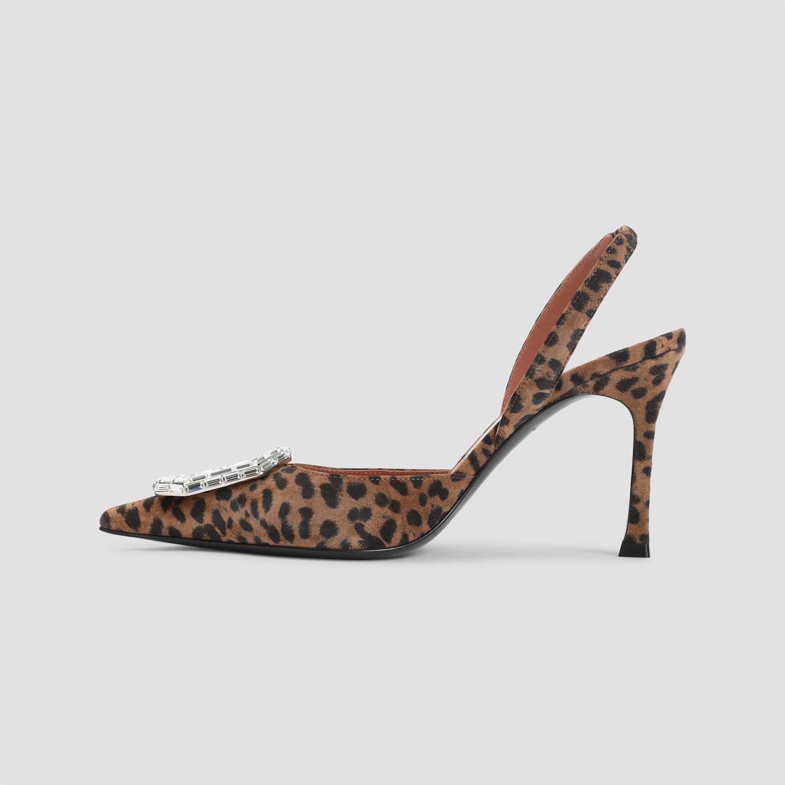 Amina Muaddi Leopard Print Pointed Toe Heels In Multi